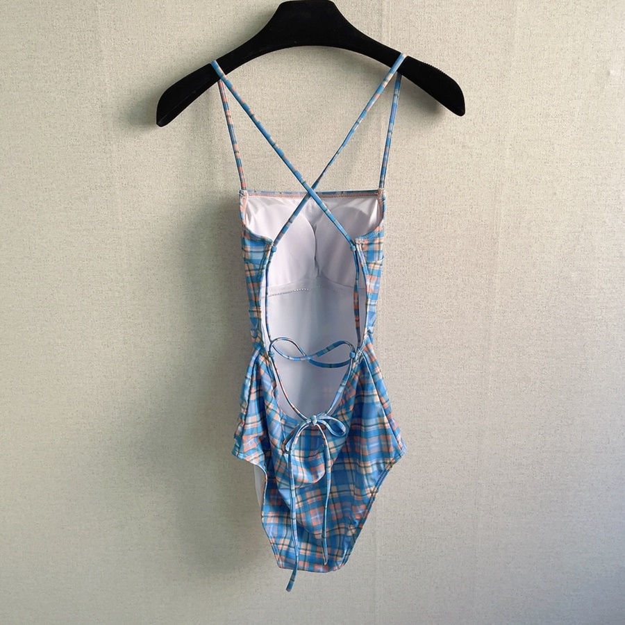 패션 바이 카카오 | [긱시크]블루벨 레트로 체크 모노키니 수영복 바캉스 호캉스 빅사이즈, image size:900x900