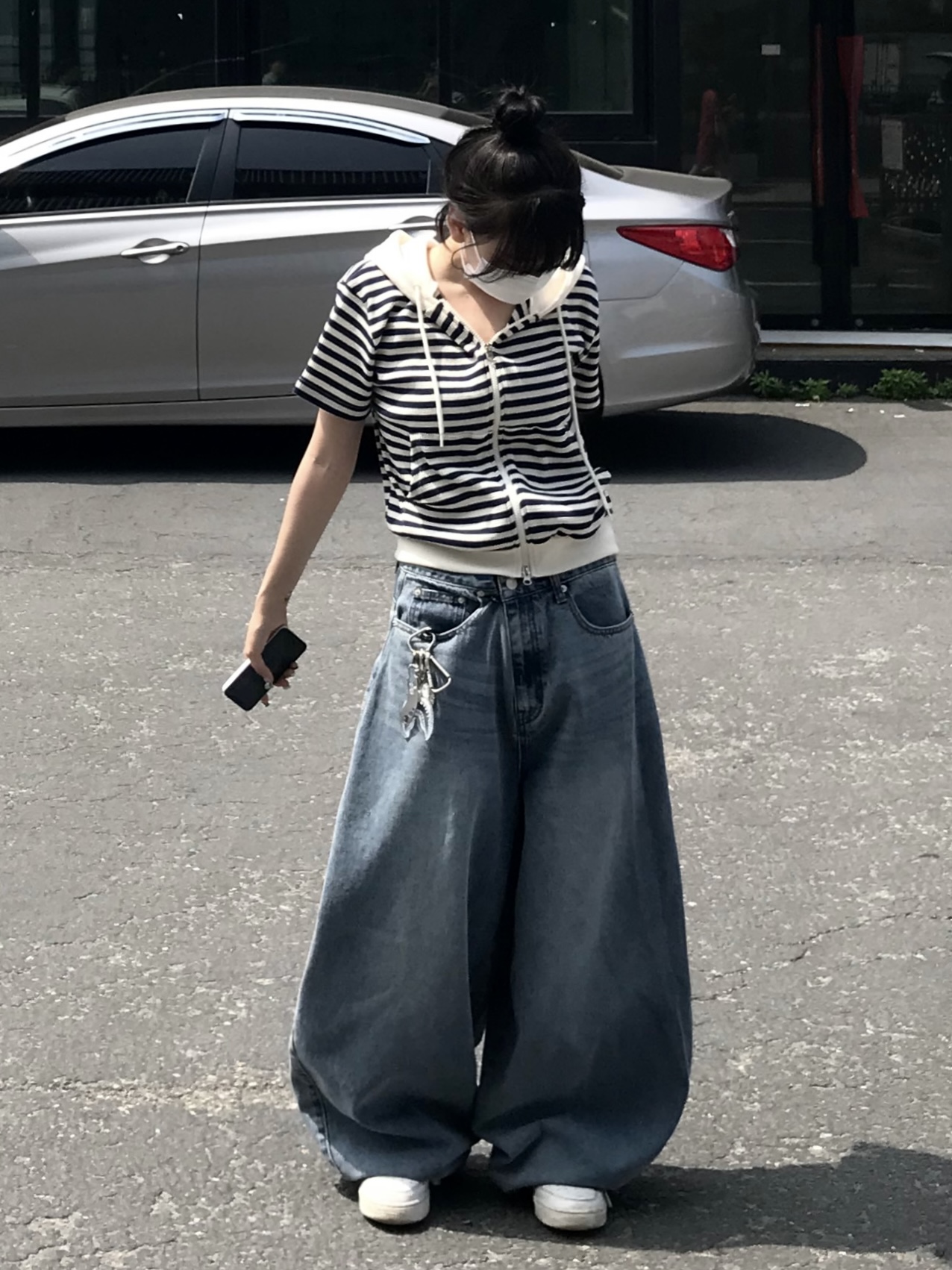 people sense】ペイントデニムバルーンワイドウォッシュ加工 XL