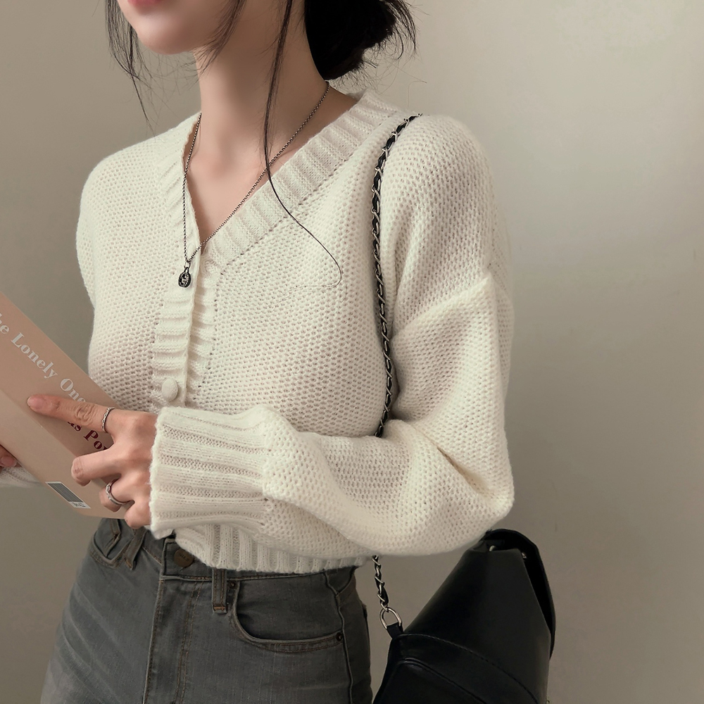 クロップトVネックニットカーディガン | ファッション通販サイト NUGU