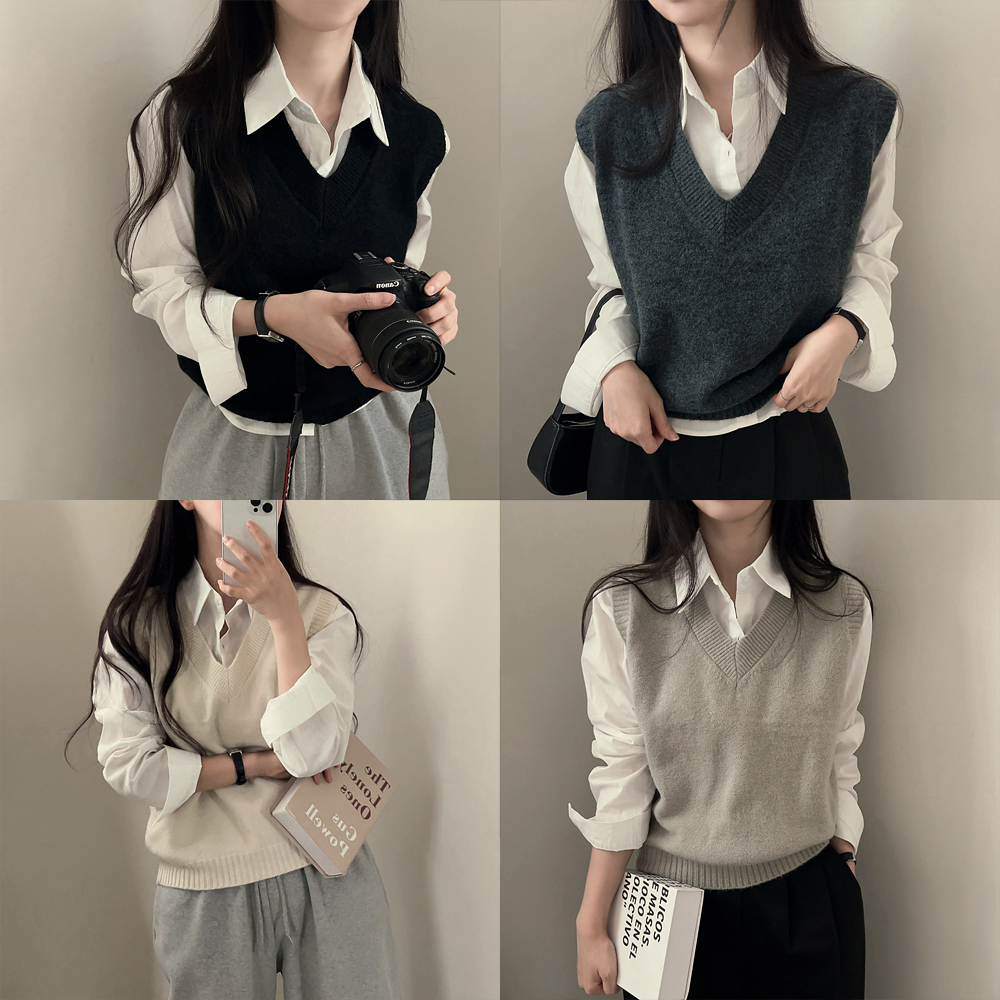 Paula Canovas del Vas Vネック ニット ベスト trim_ofnls_item87ece4327a4f11e