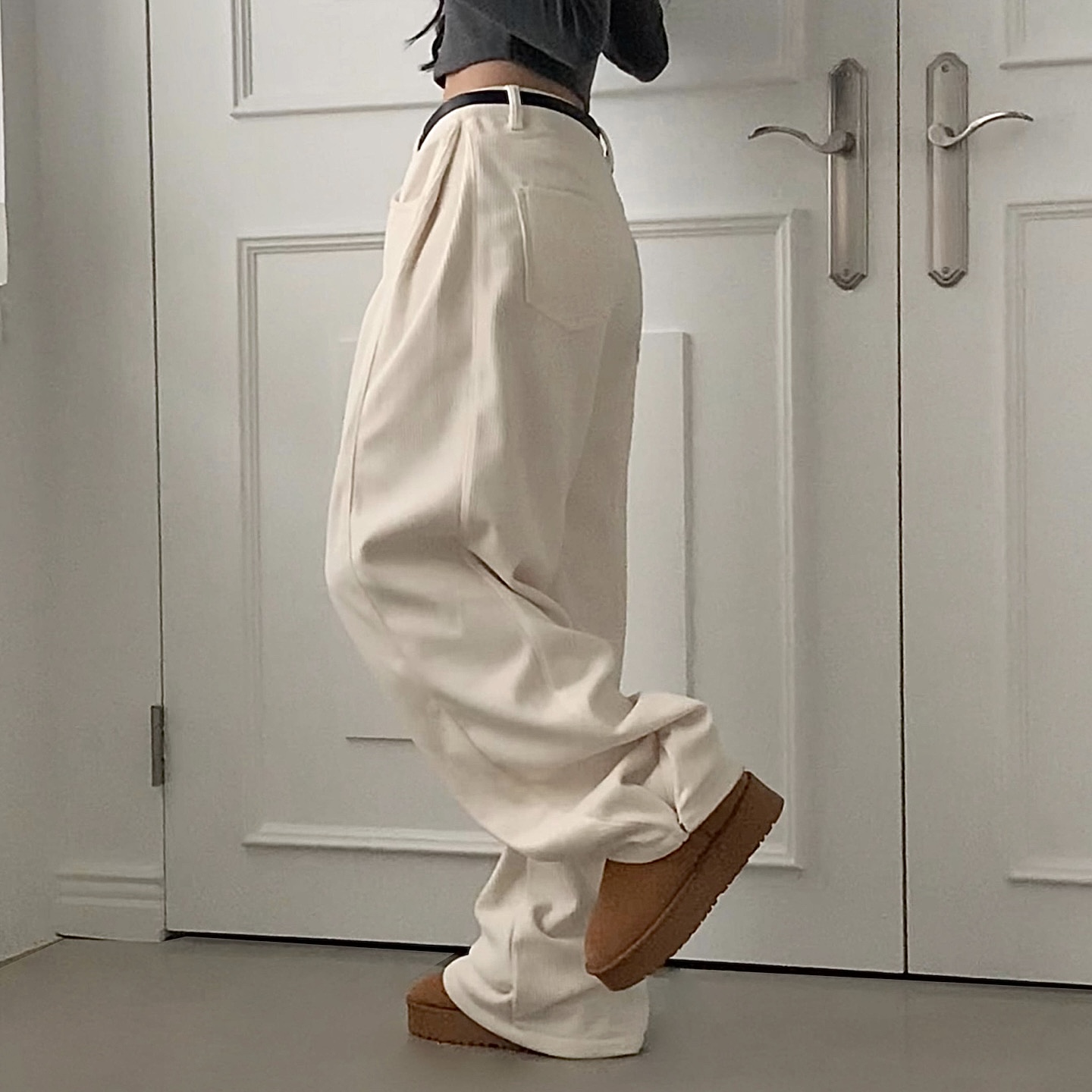 ヴィンテージコーデュロイ裏起毛ワイドロングパンツ | ファッション