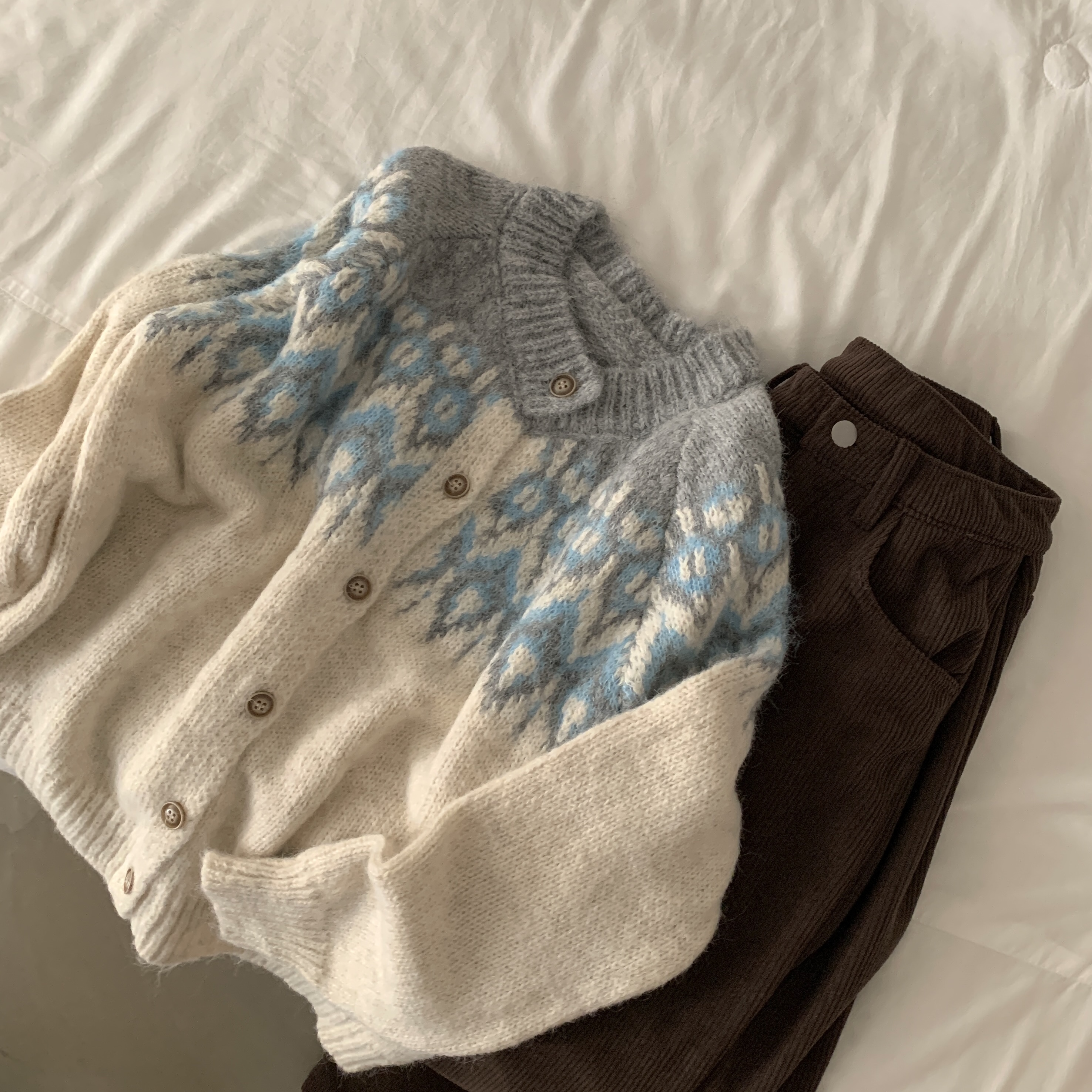 ノルディック柄アンゴラニットカーディガン | ファッション通販