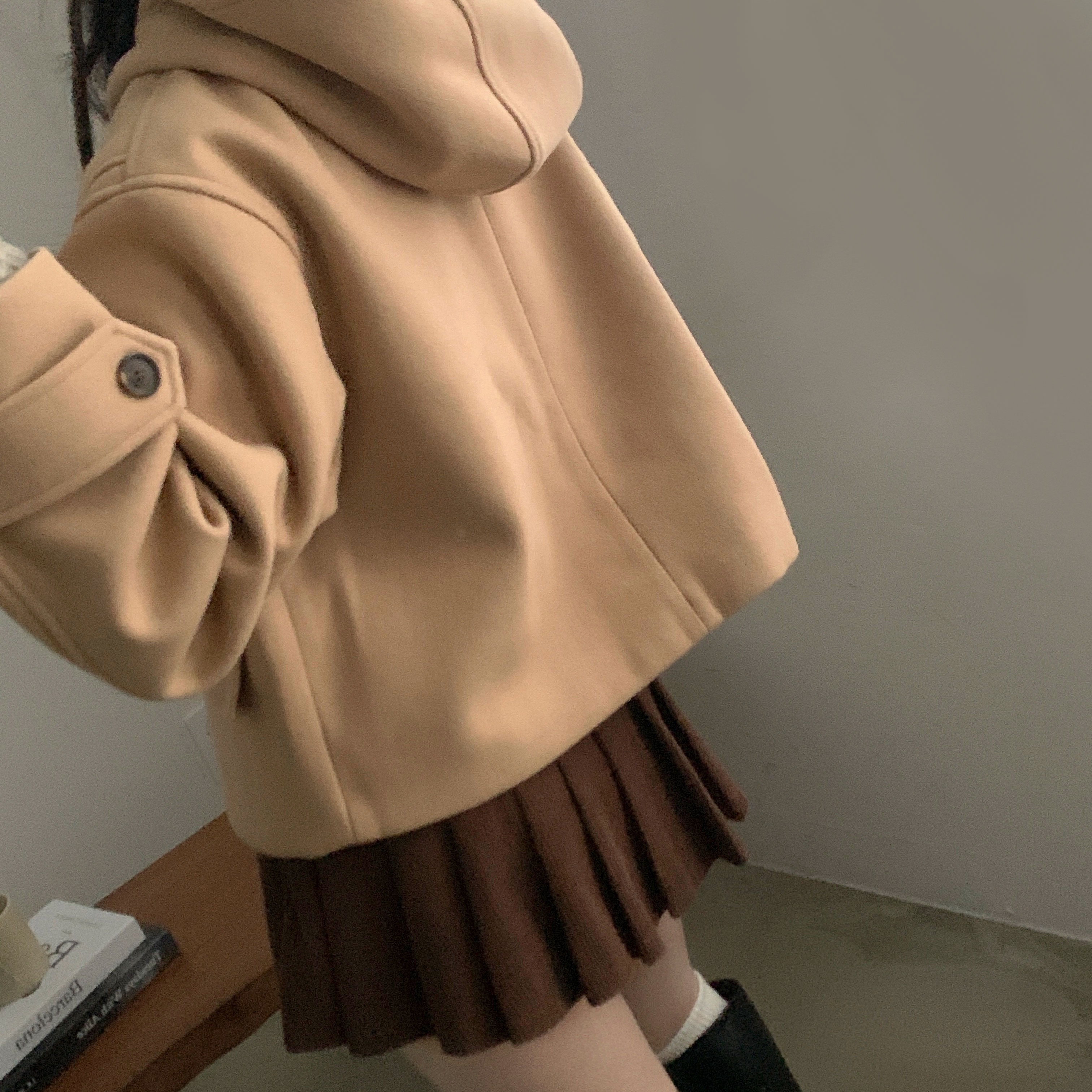 フード付きハイネックショートダッフルコート | ファッション通販