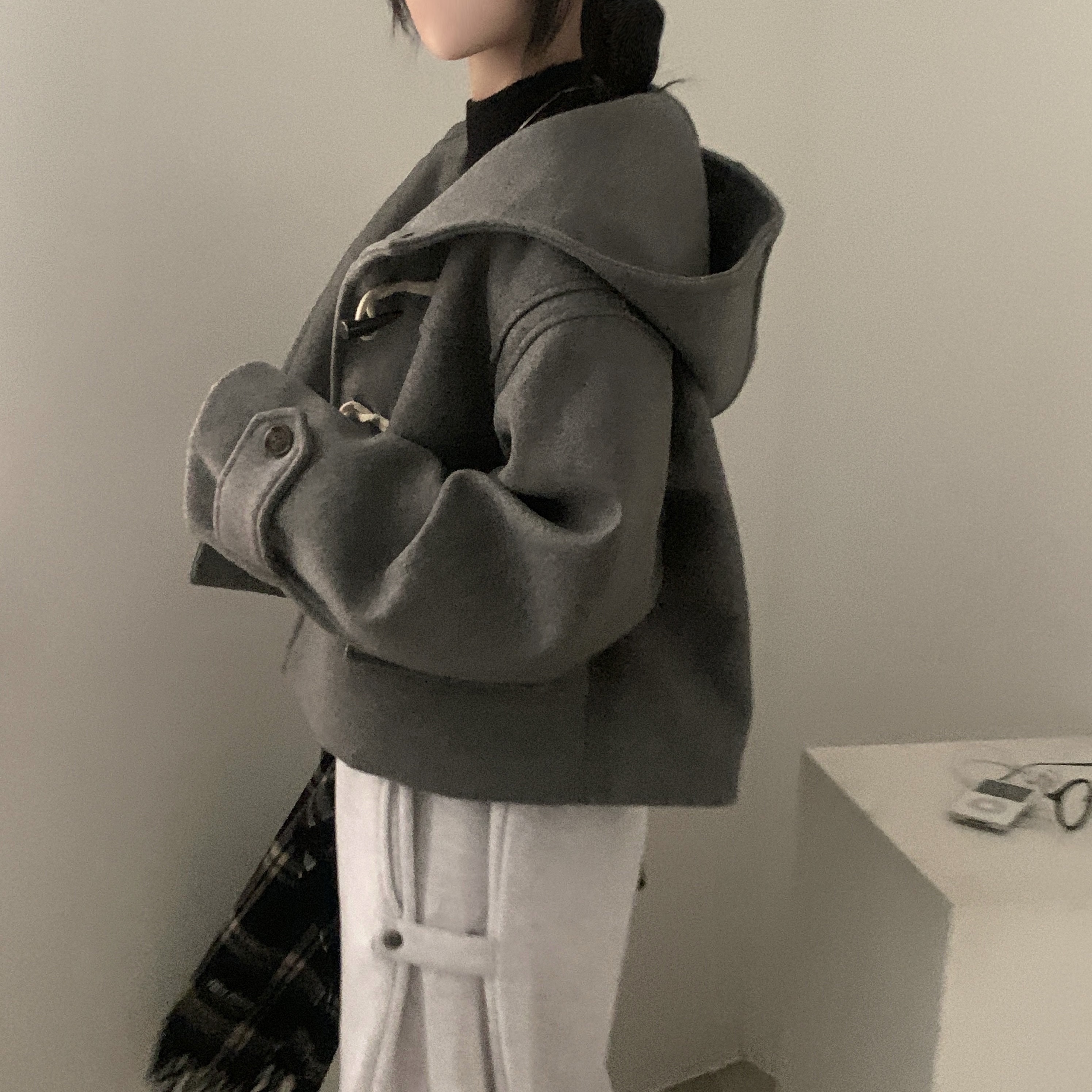 フード付きハイネックショートダッフルコート | ファッション通販