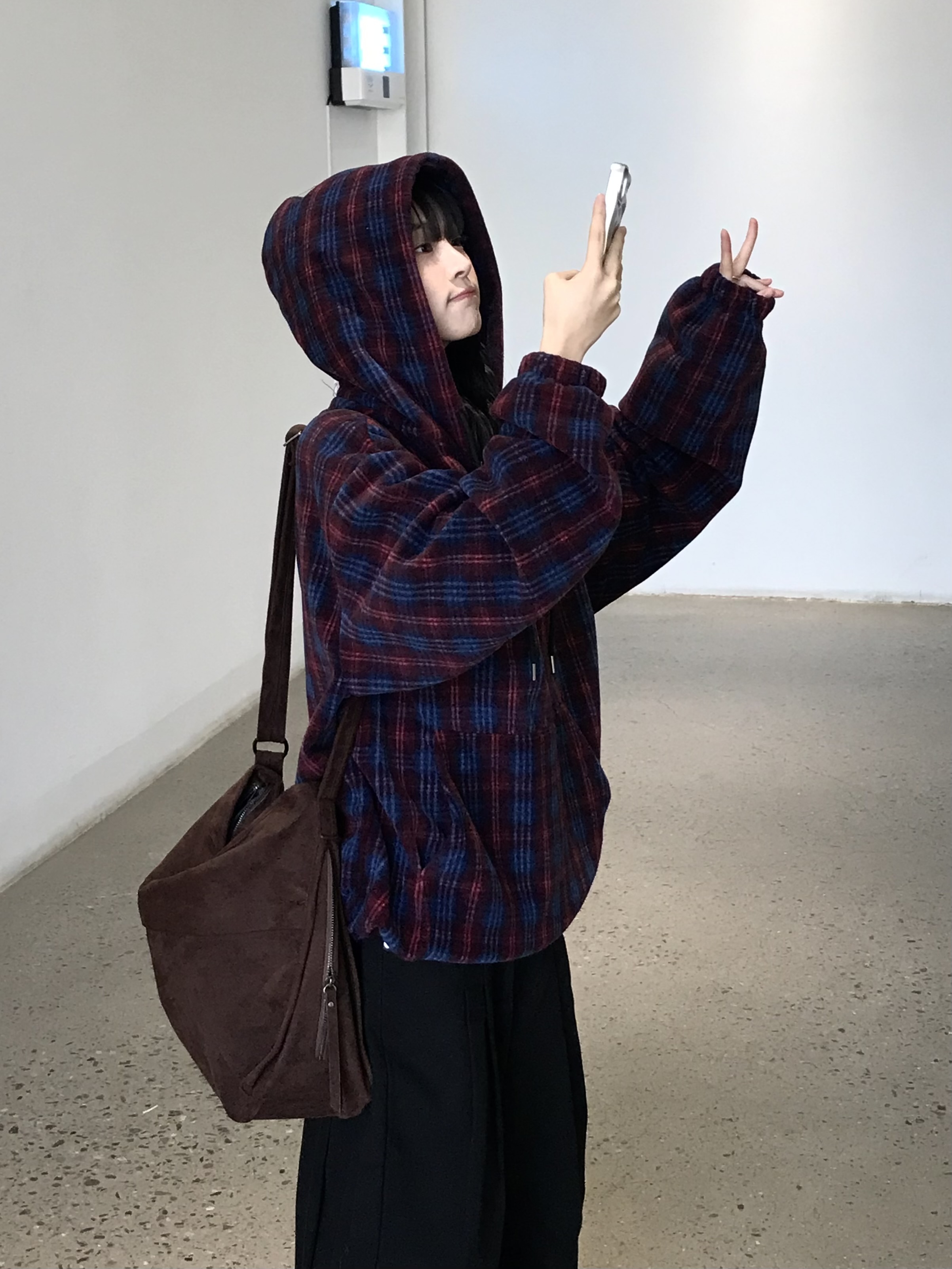 2 color) チェック柄フードフリース | ファッション通販サイト NUGU