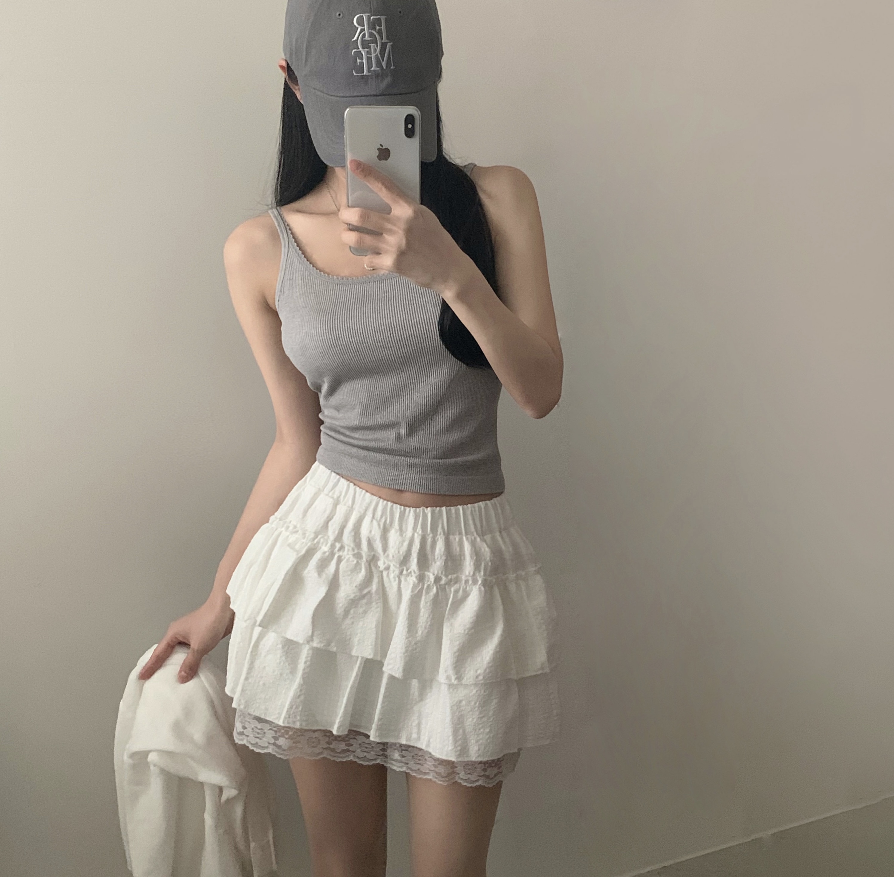 00s Vintage fairygrunge アシメティアードレース スカート original]レースヴィンテージティアードミニレイヤードスカート