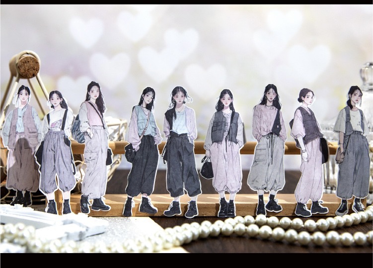 6종 10p 회사원 소녀 조각스티커 상세 이미지 2
