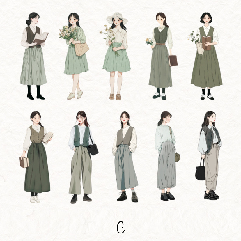 6종 10p 회사원 소녀 조각스티커 상세 이미지 12