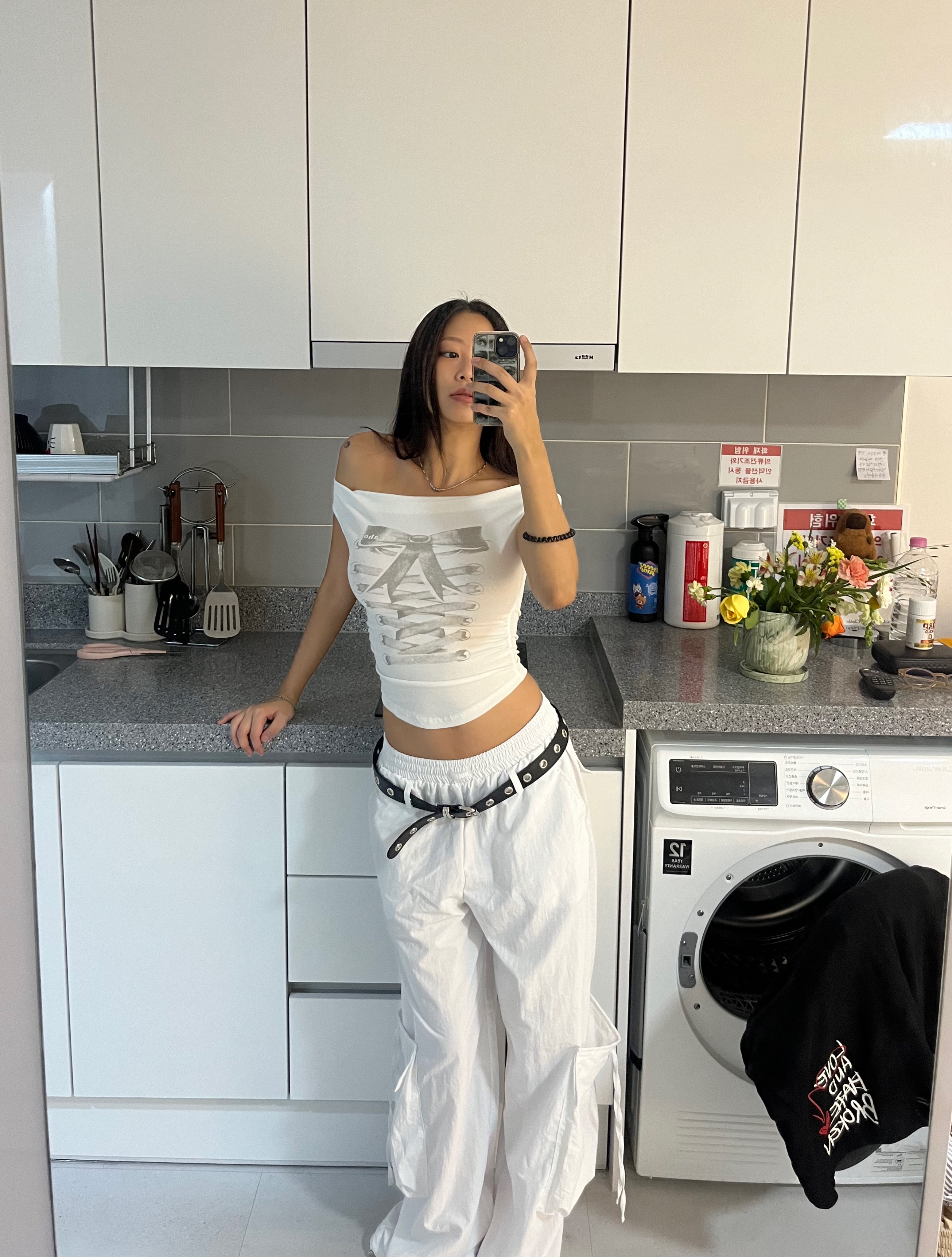 belt wide pants [2color] | ファッション通販サイト NUGU