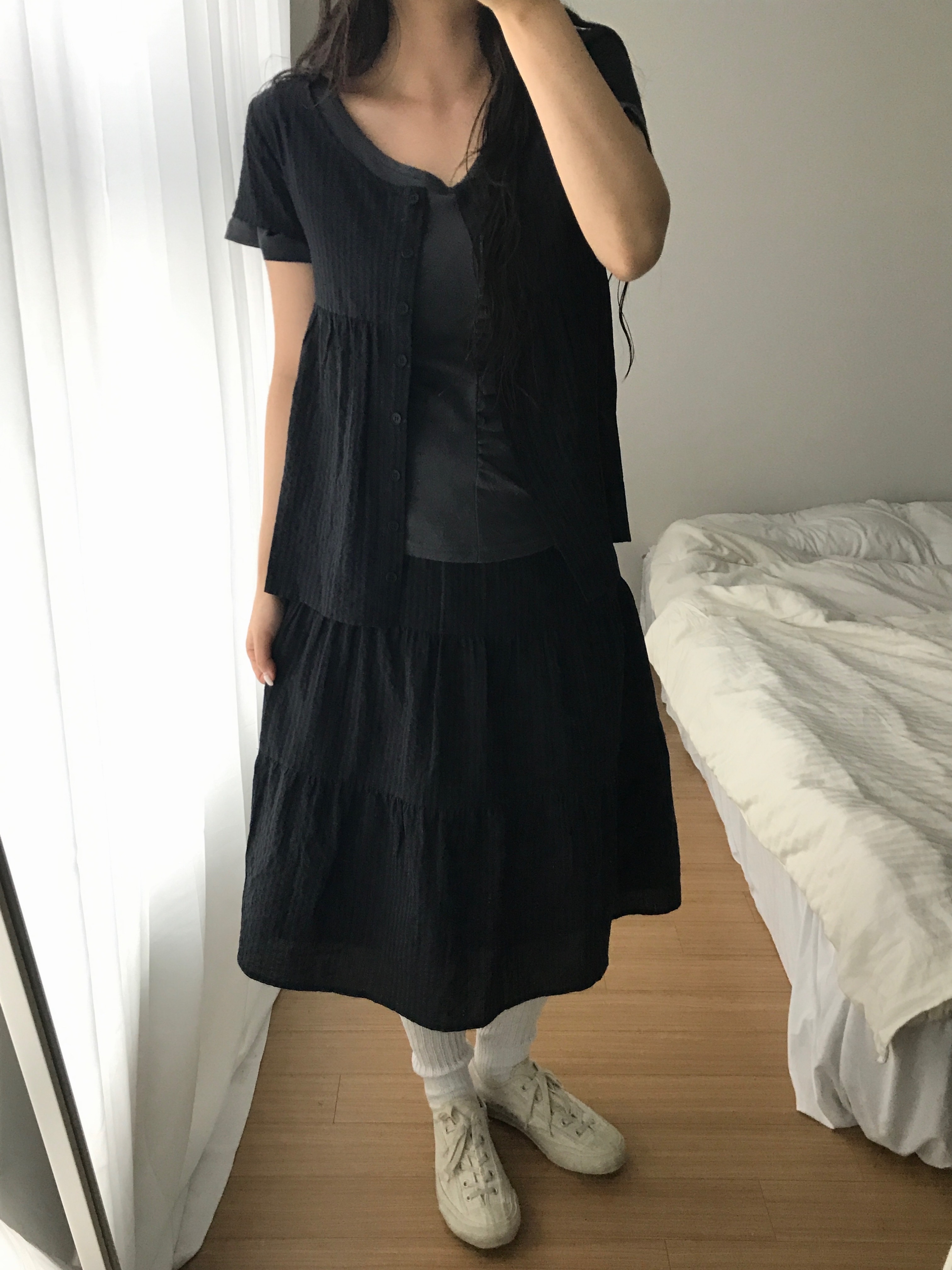 S/S]ストライプボタン半袖ブラウス | ファッション通販サイト NUGU