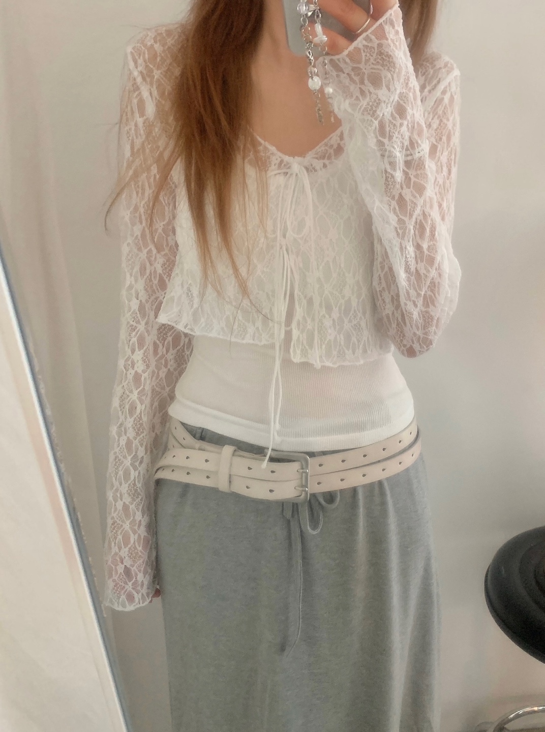 レースシースルークロップドカーディガン | ファッション通販サイト NUGU