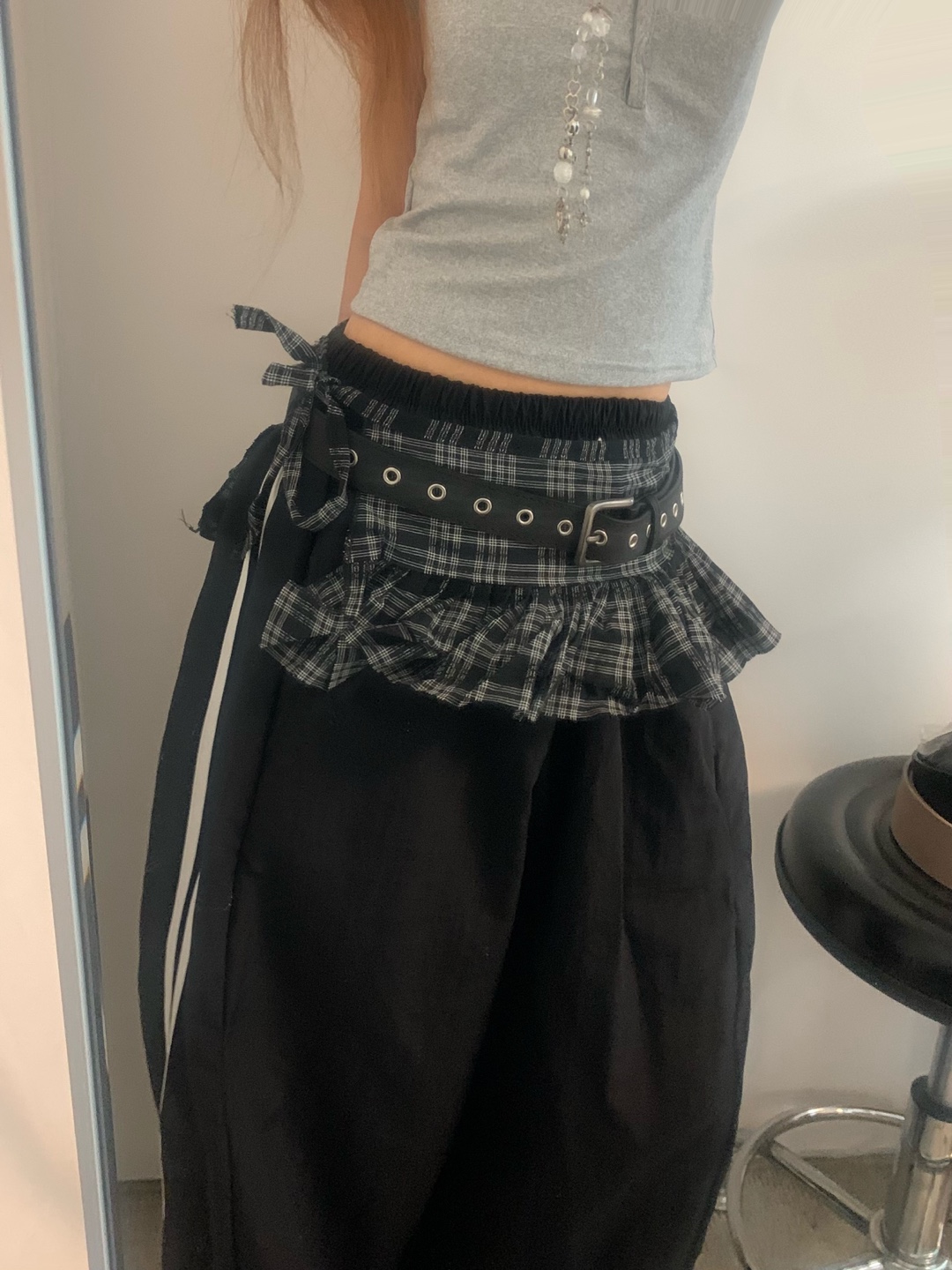 チェックフリルレイヤードラップスカート | ファッション通販