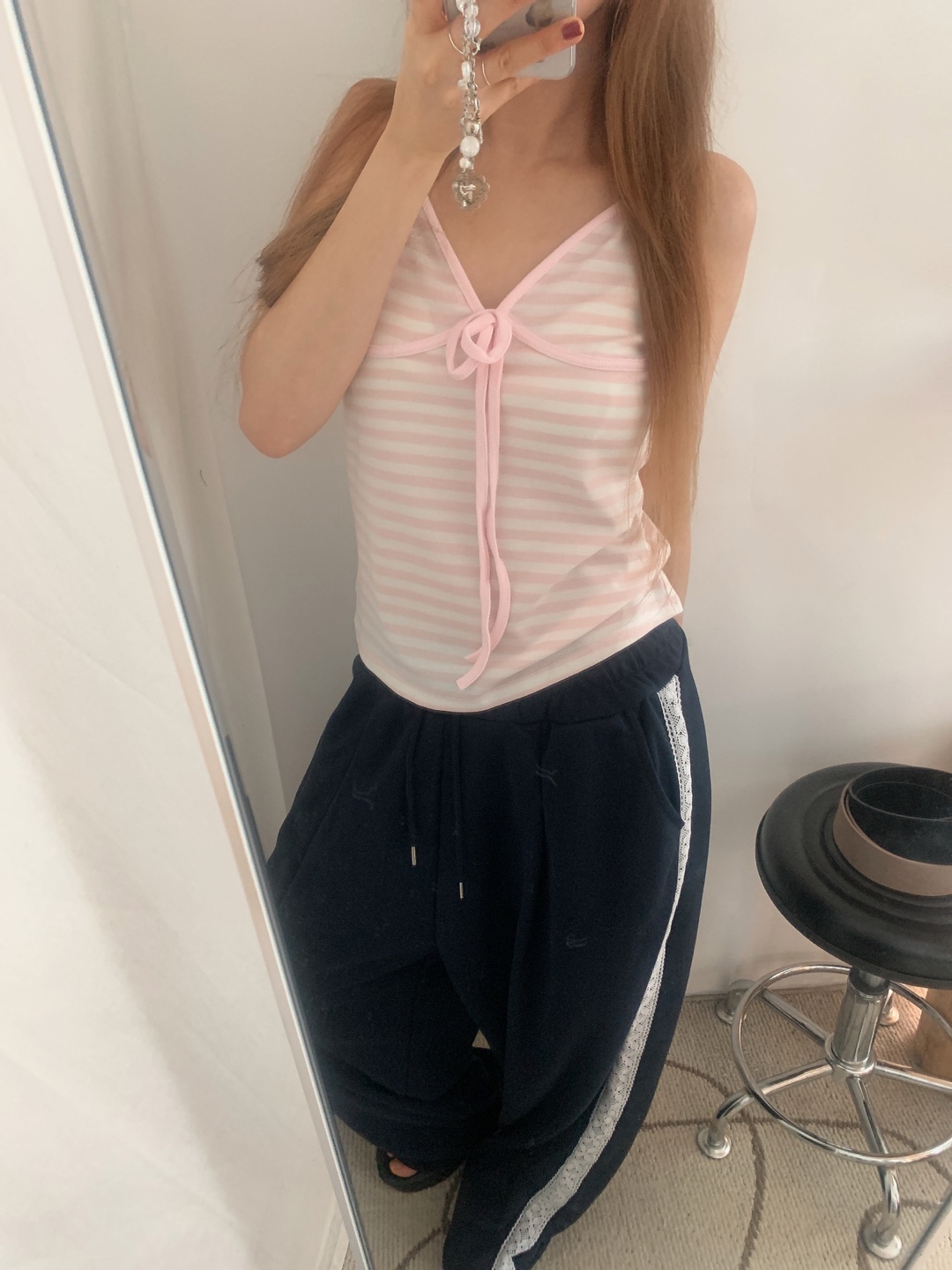 ピンクストライプリボンキャミソール | ファッション通販サイト NUGU