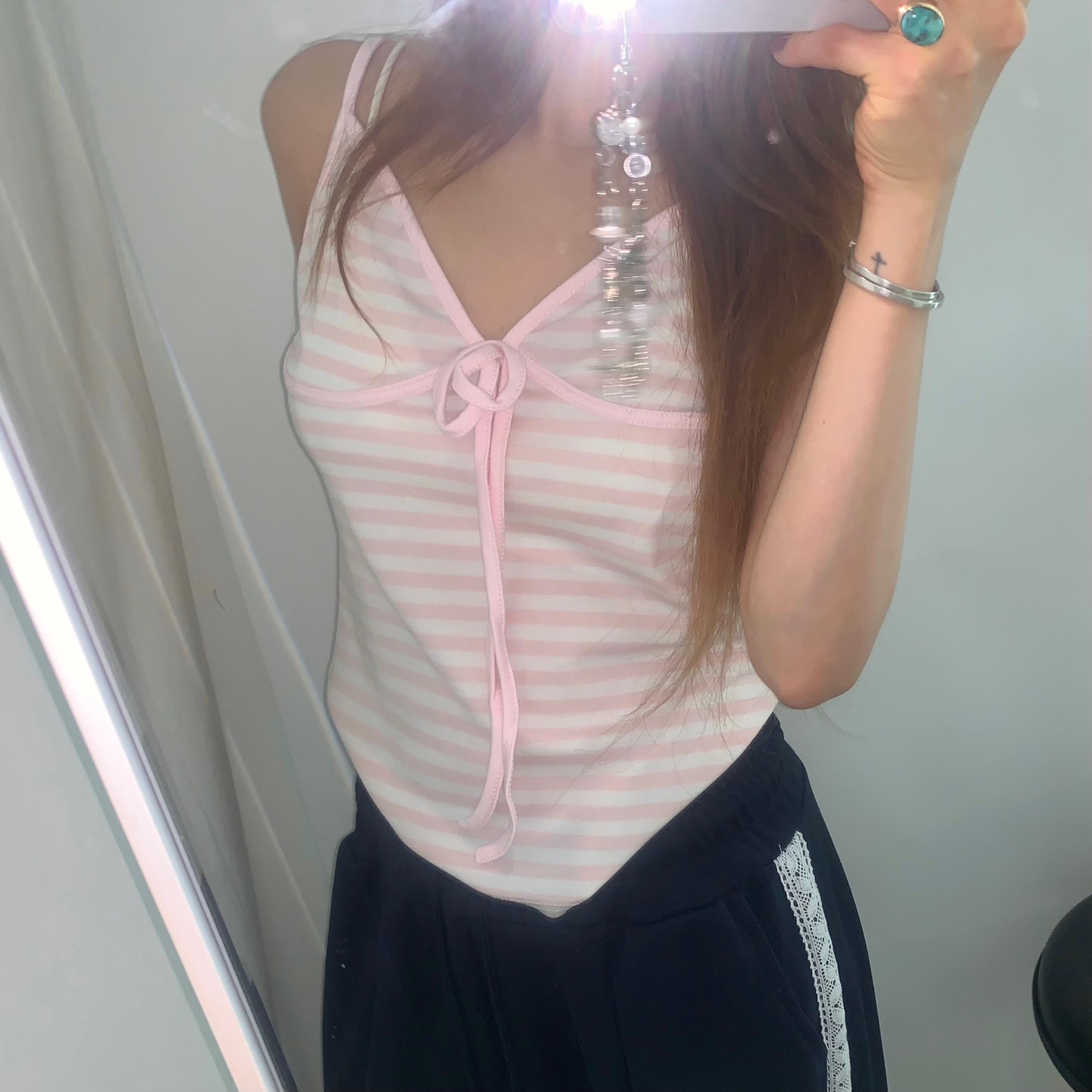 ピンクストライプリボンキャミソール | ファッション通販サイト NUGU