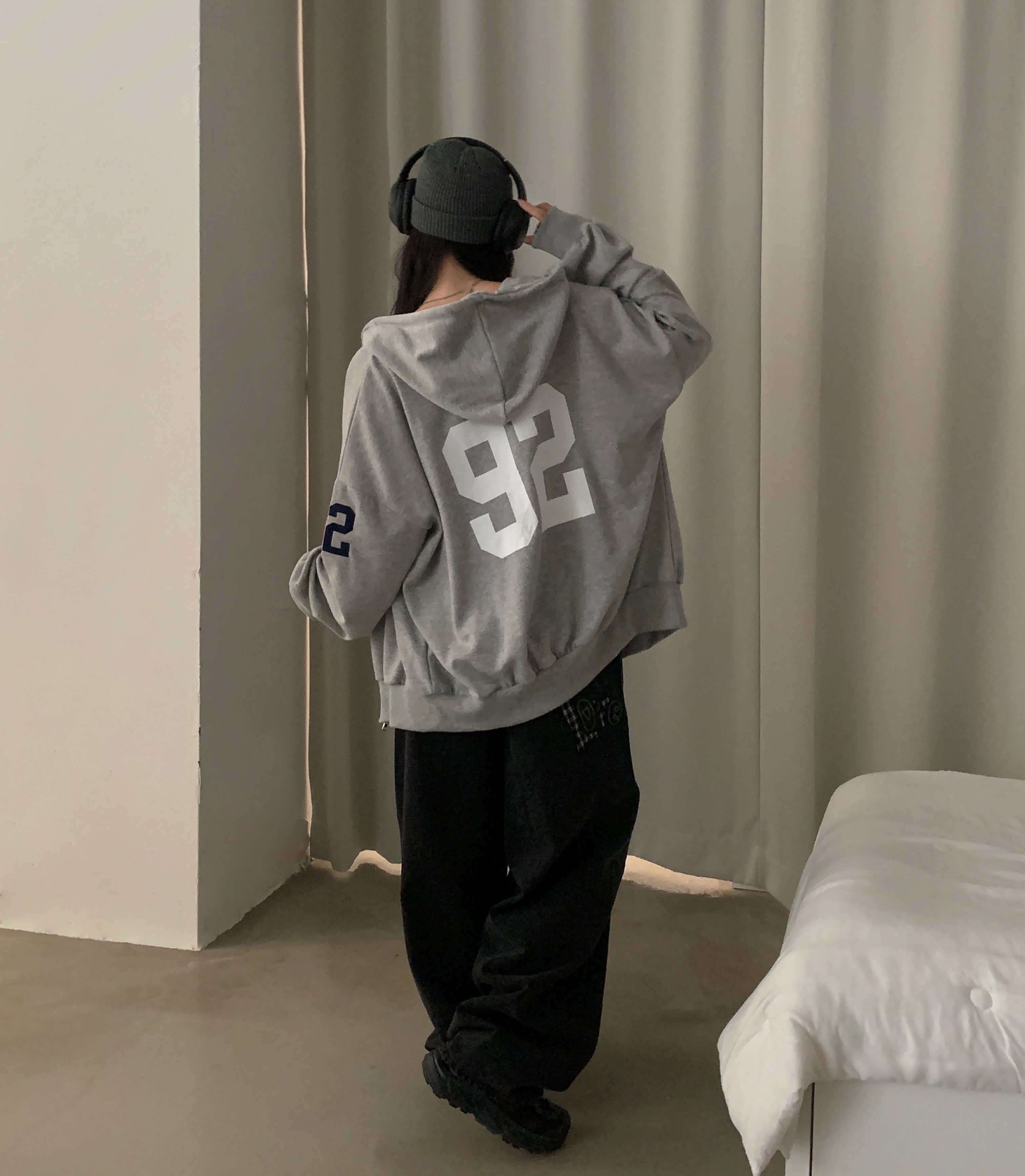 5color]オーバーサイズレタリングプリントパーカー