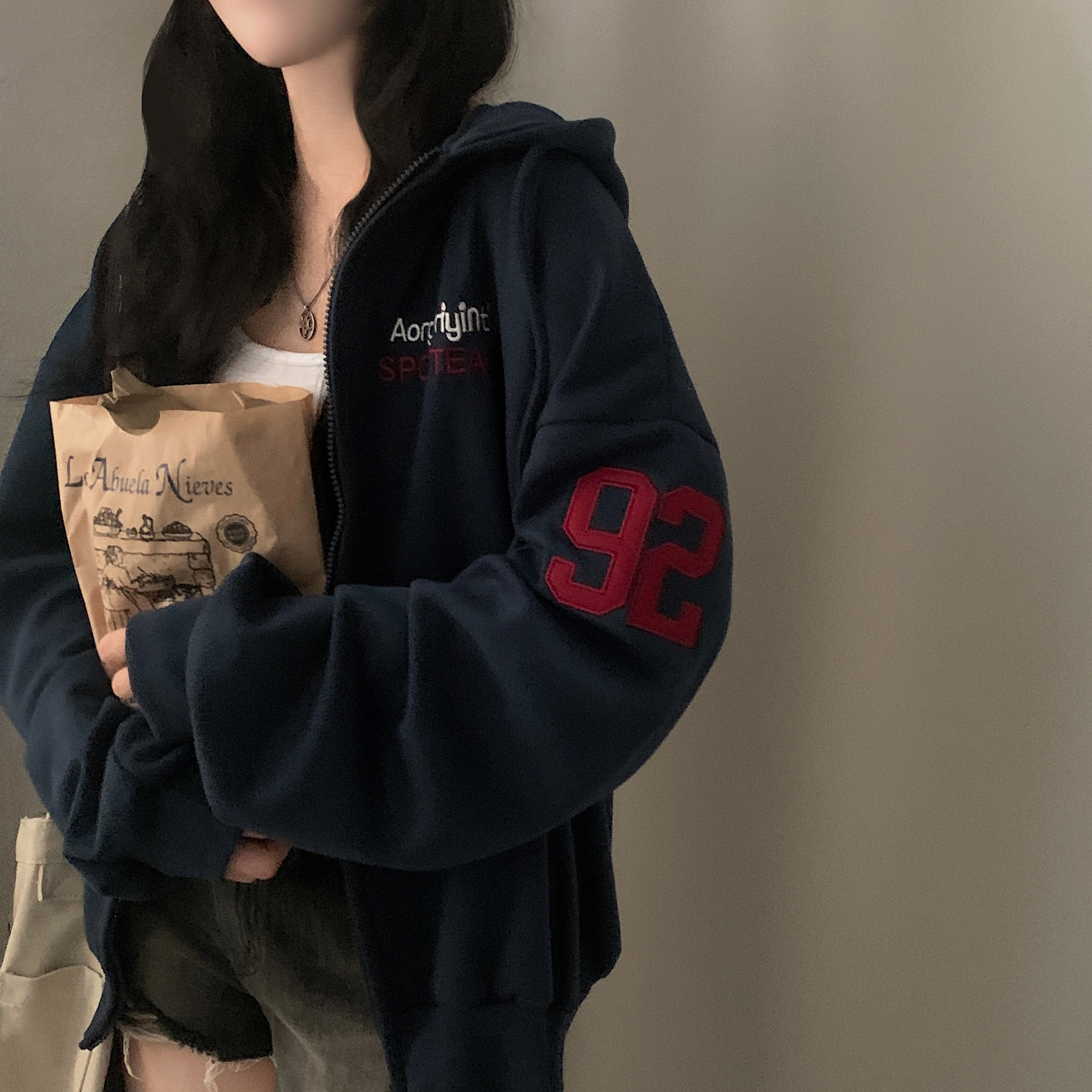 5color]オーバーサイズレタリングプリントパーカー