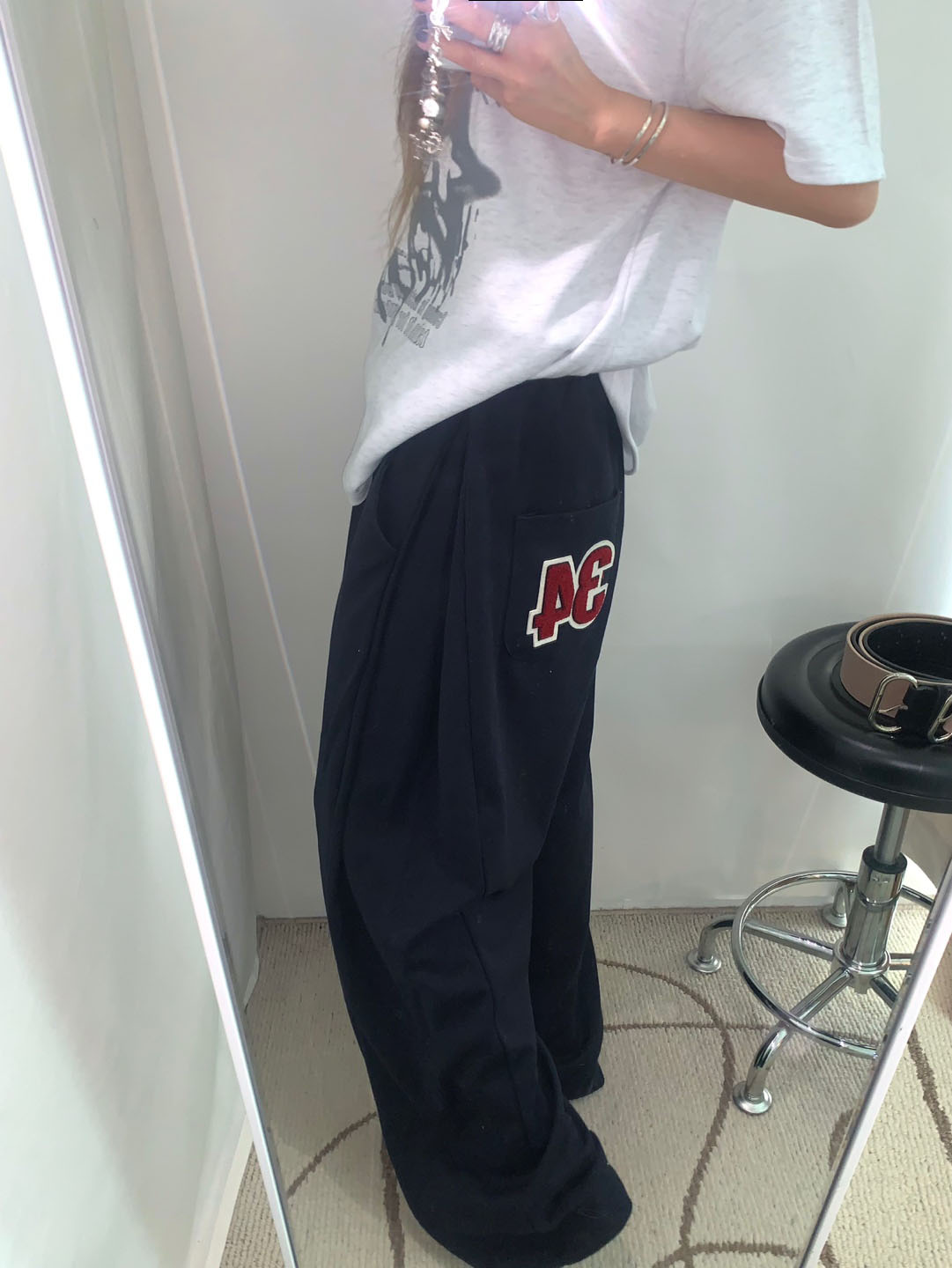 34パッチワイドスウェットパンツ | ファッション通販サイト NUGU