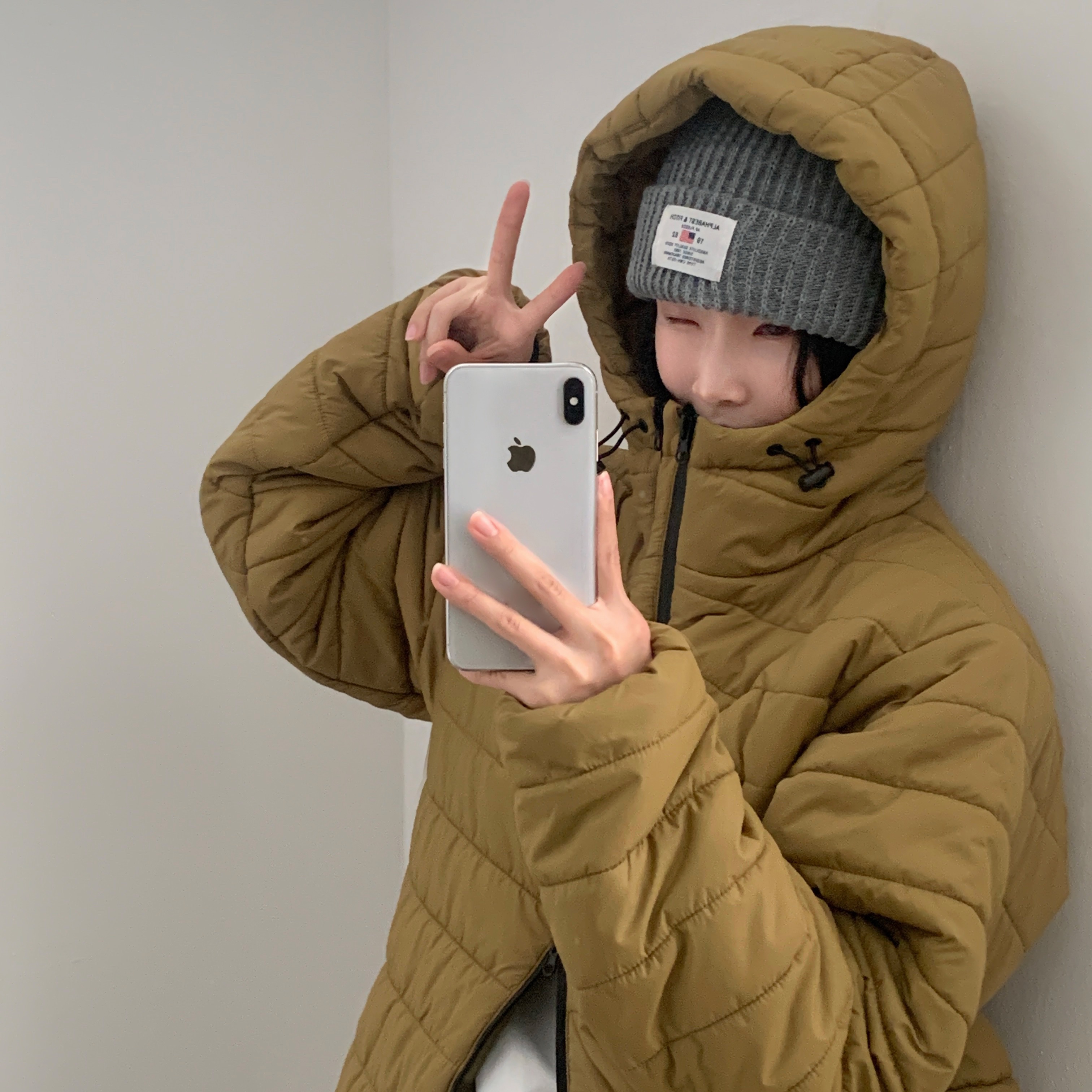 ユニセックス] (8color) 軽量 2WAYジップ ドロストフード ハイネック