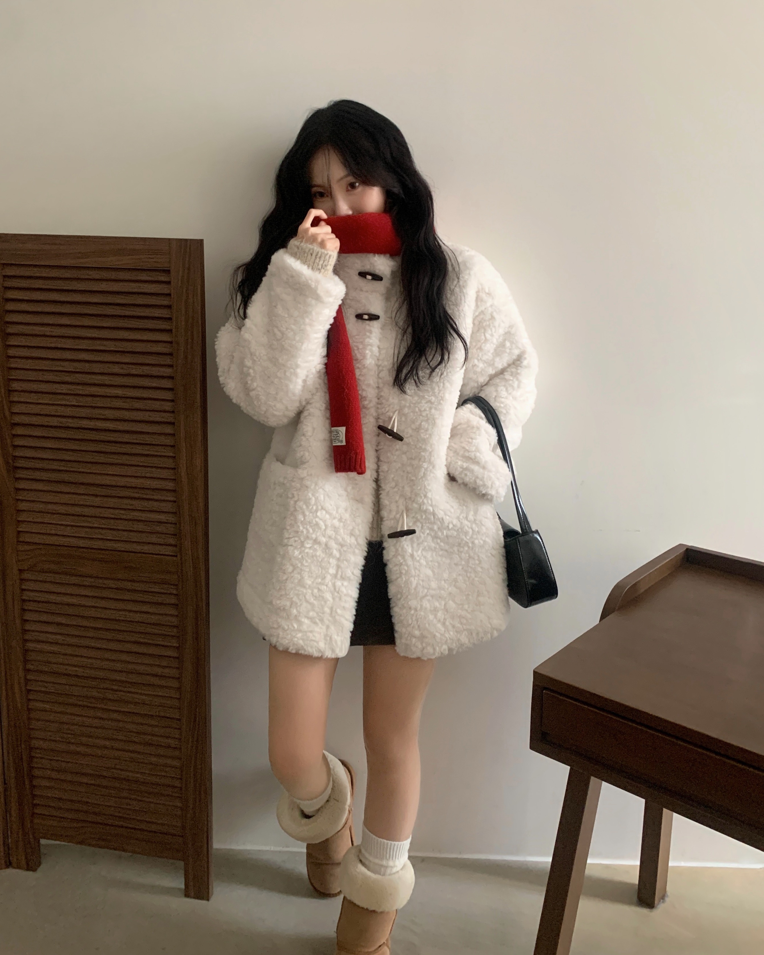 3 color) ボアダッフルミディ丈コート | ファッション通販サイト NUGU