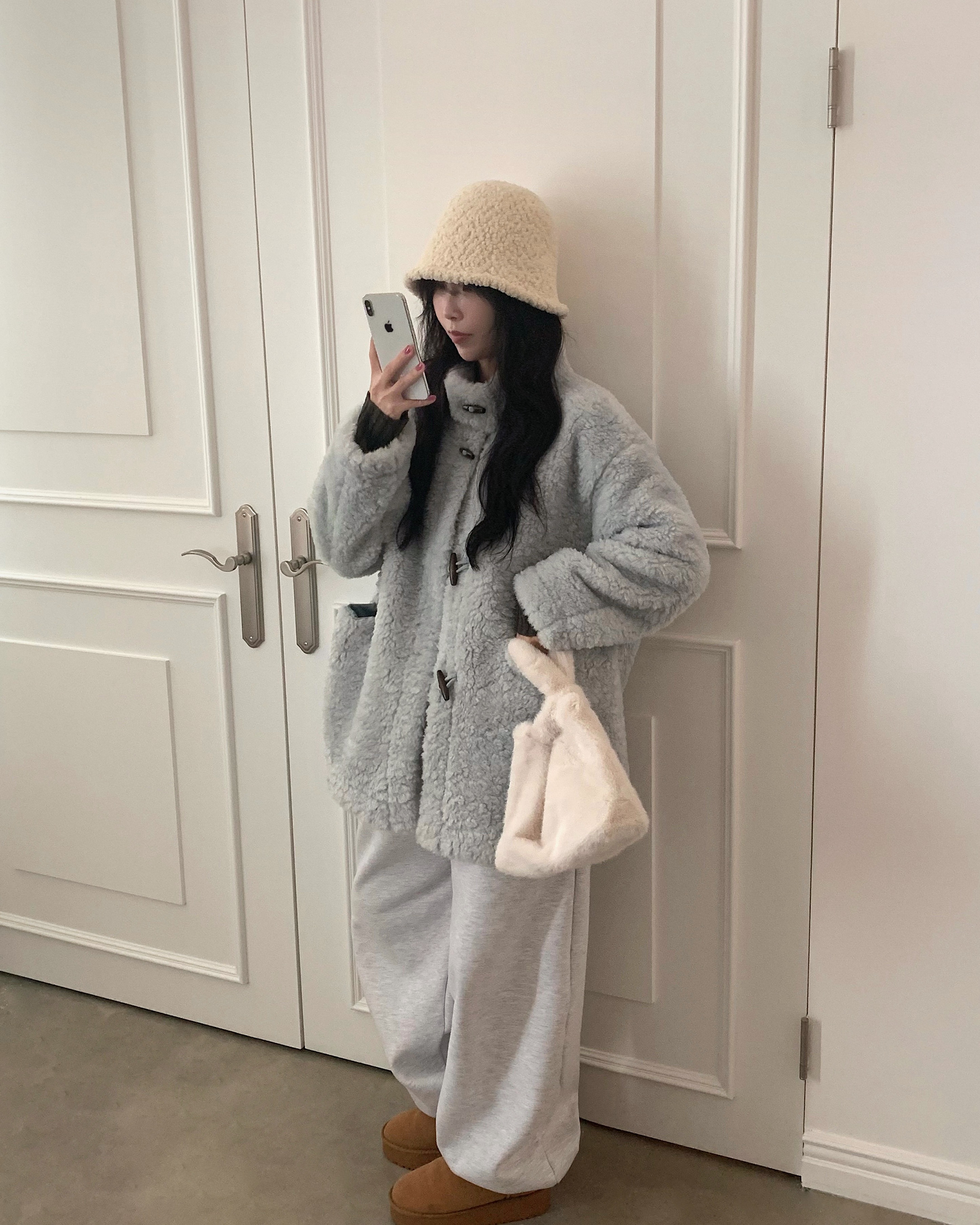 3 color) ボアダッフルミディ丈コート | ファッション通販サイト NUGU