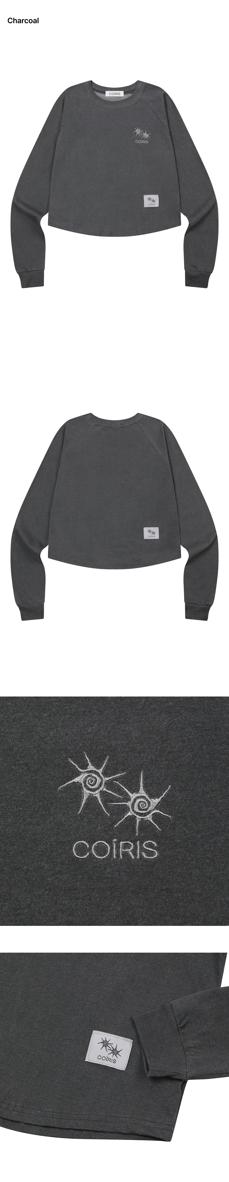 PIGMENT CROP ROLL LONG SLEEVE TEE - 2 COLORS CHARCOAL