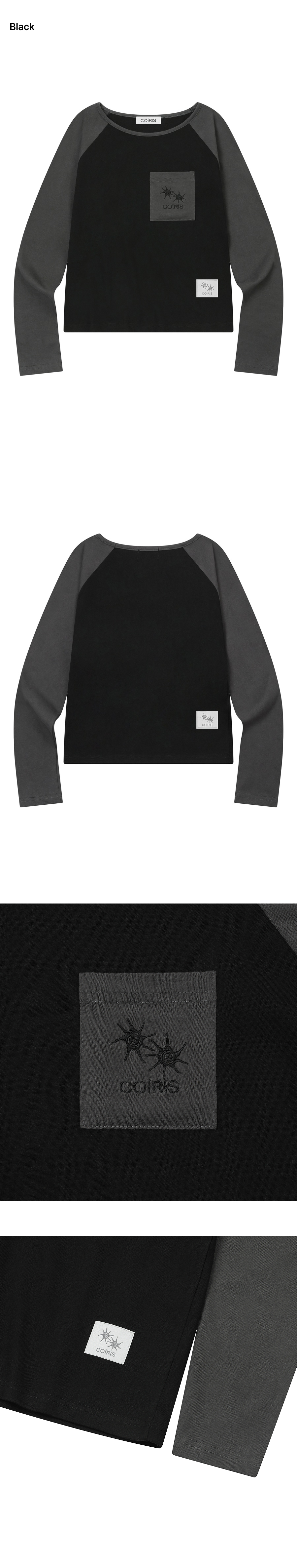 CONTRAST LONG SLEEVE TEE - 2 COLORS BLACK