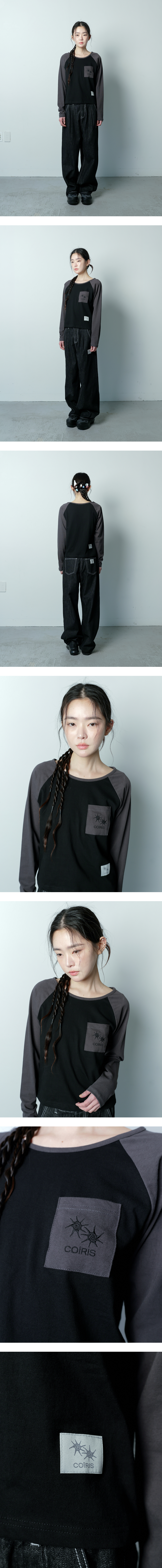 CONTRAST LONG SLEEVE TEE - 2 COLORS BLACK