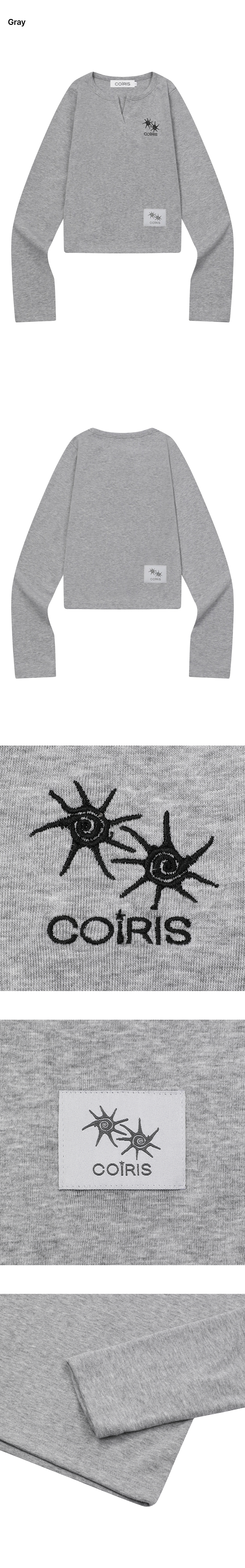 RUBEN SLIT V-NECK LONG SLEEVE TEE - 3 COLORS BLACK
