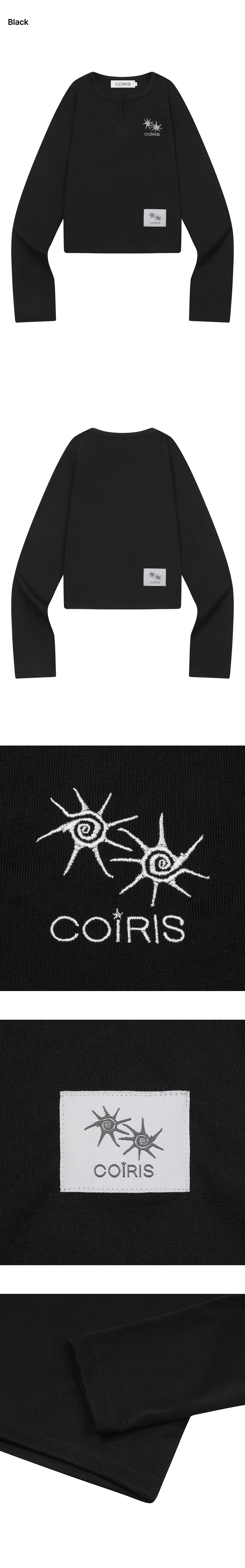 RUBEN SLIT V-NECK LONG SLEEVE TEE - 3 COLORS BLACK