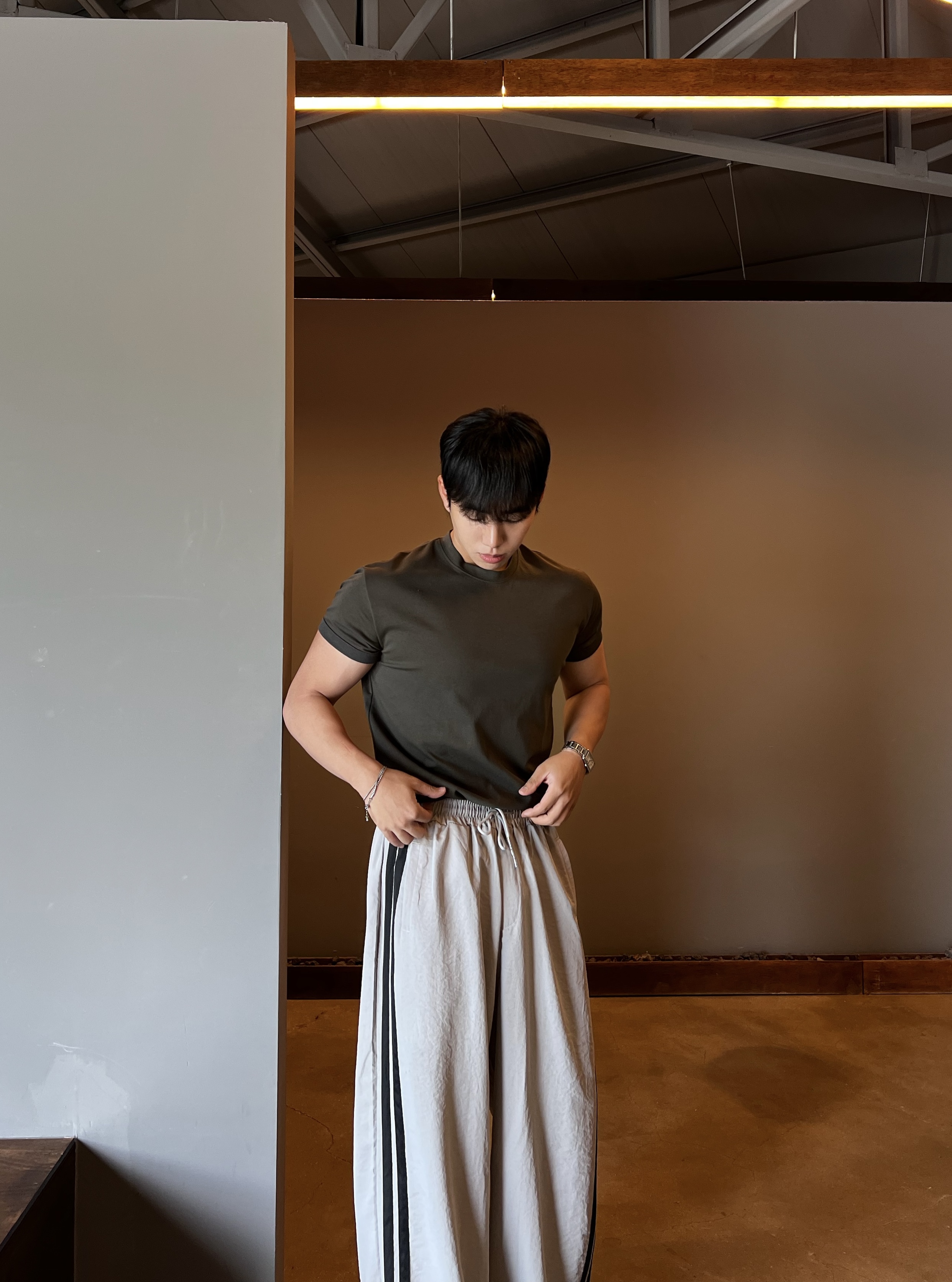 원 쿨링 투라인 트랙 나일론 스트링 팬츠 (2color)