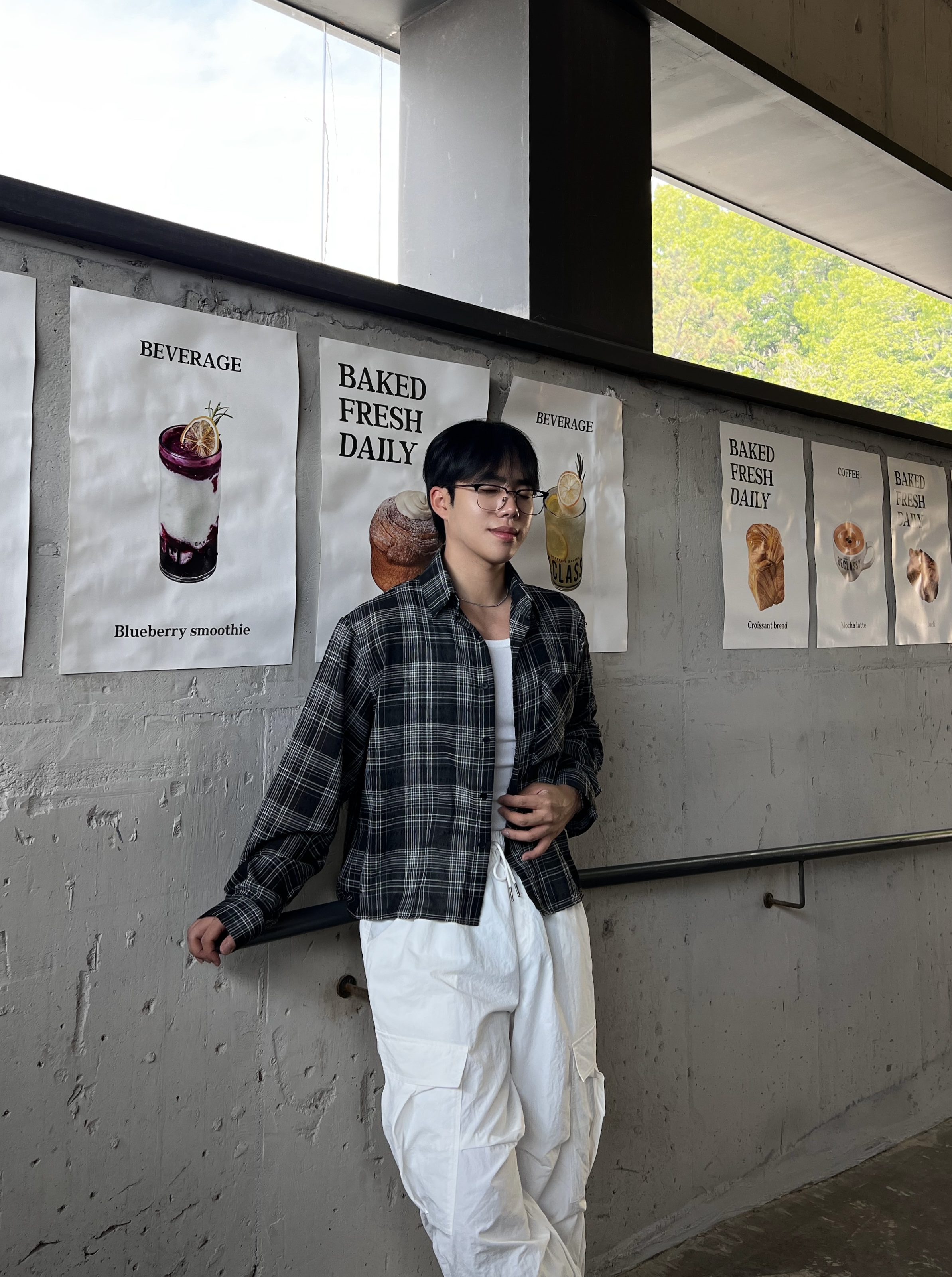 오덴 시그니처 린넨 크롭 체크 셔츠 (3color)