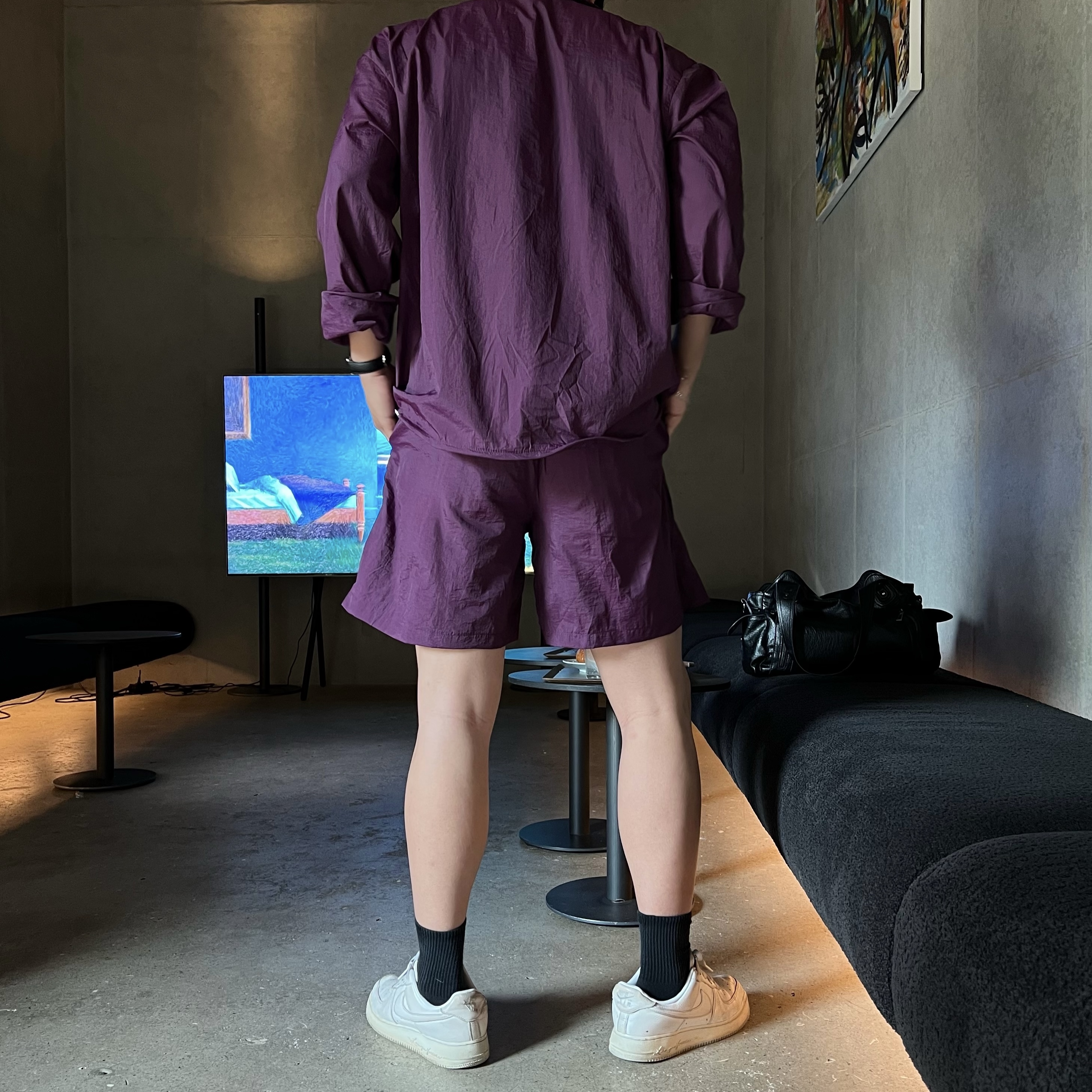 원 시그니처 쿨 나일론 셔츠 자켓 반바지 세트 (1color)