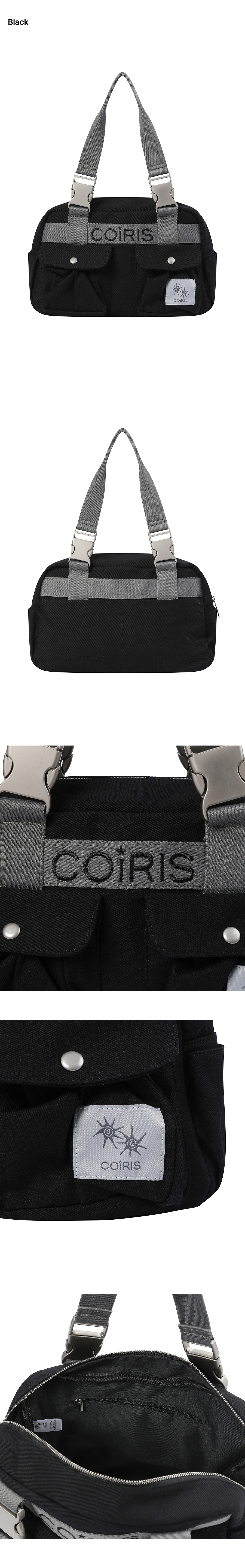 2 POCKET BUCKLE SHOULDER BAG - 2 COLORS BLACK