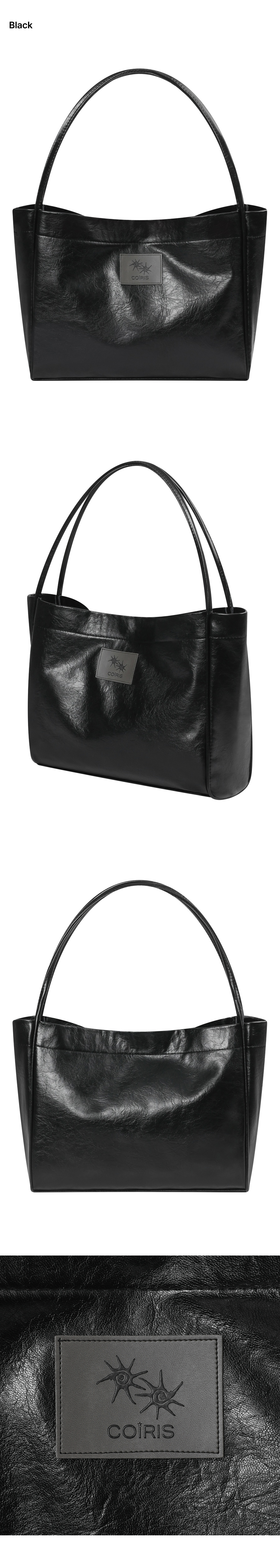 BIG LEATHER SHOULDER BAG BLACK