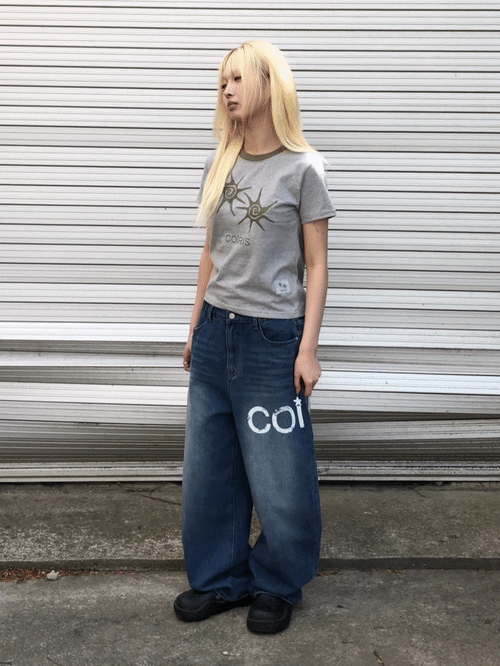 SIDE TEE LOGO PANTS UNISEX BLUE