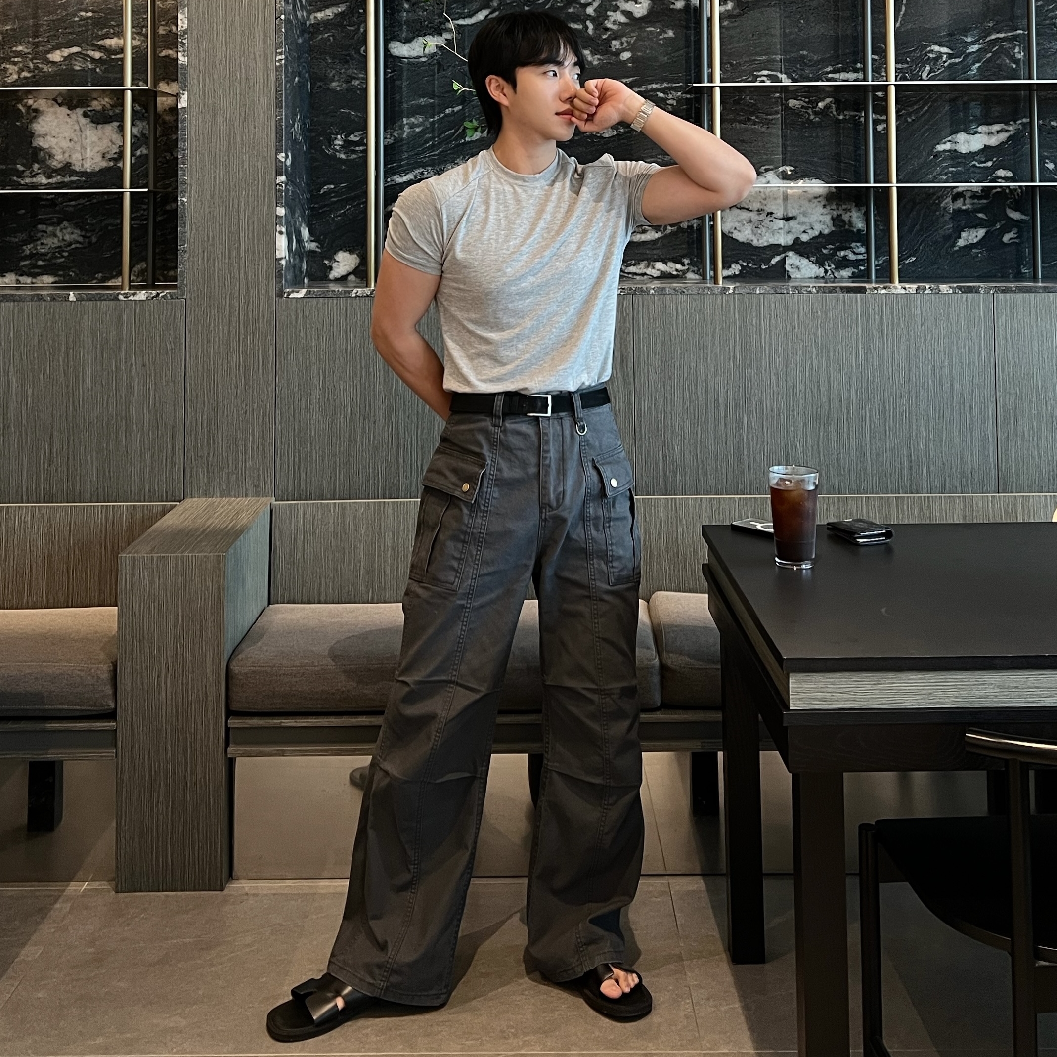 디르 딥 다잉 D링 절개 팬츠 (2color)