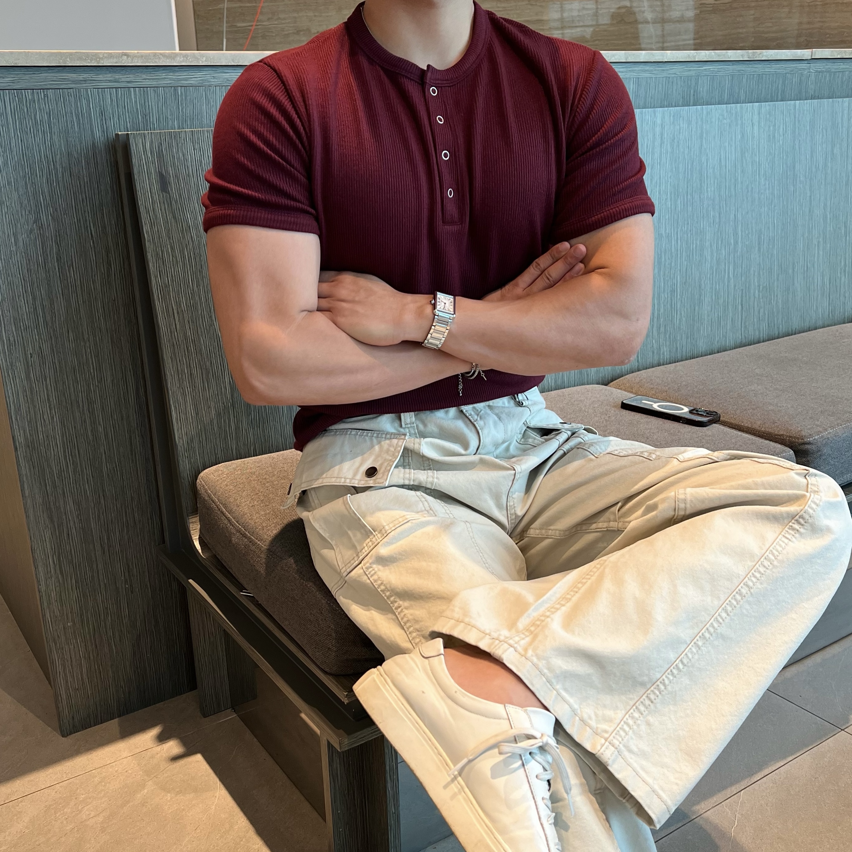 디르 딥 다잉 D링 절개 팬츠 (2color)