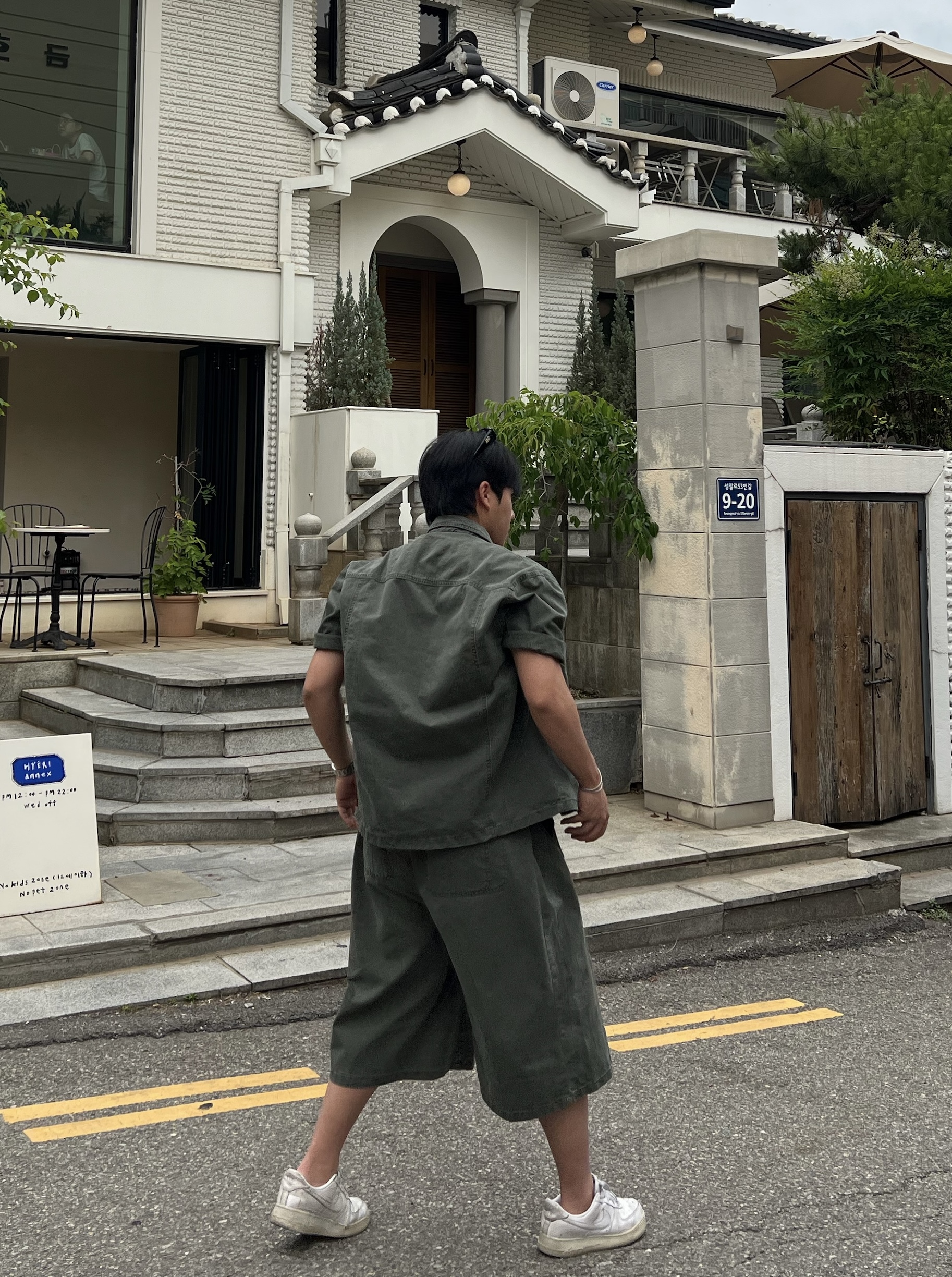 가크 시그니처 빈티지 워크 스냅 반팔 셔츠 자켓 반바지 세트 (2color)