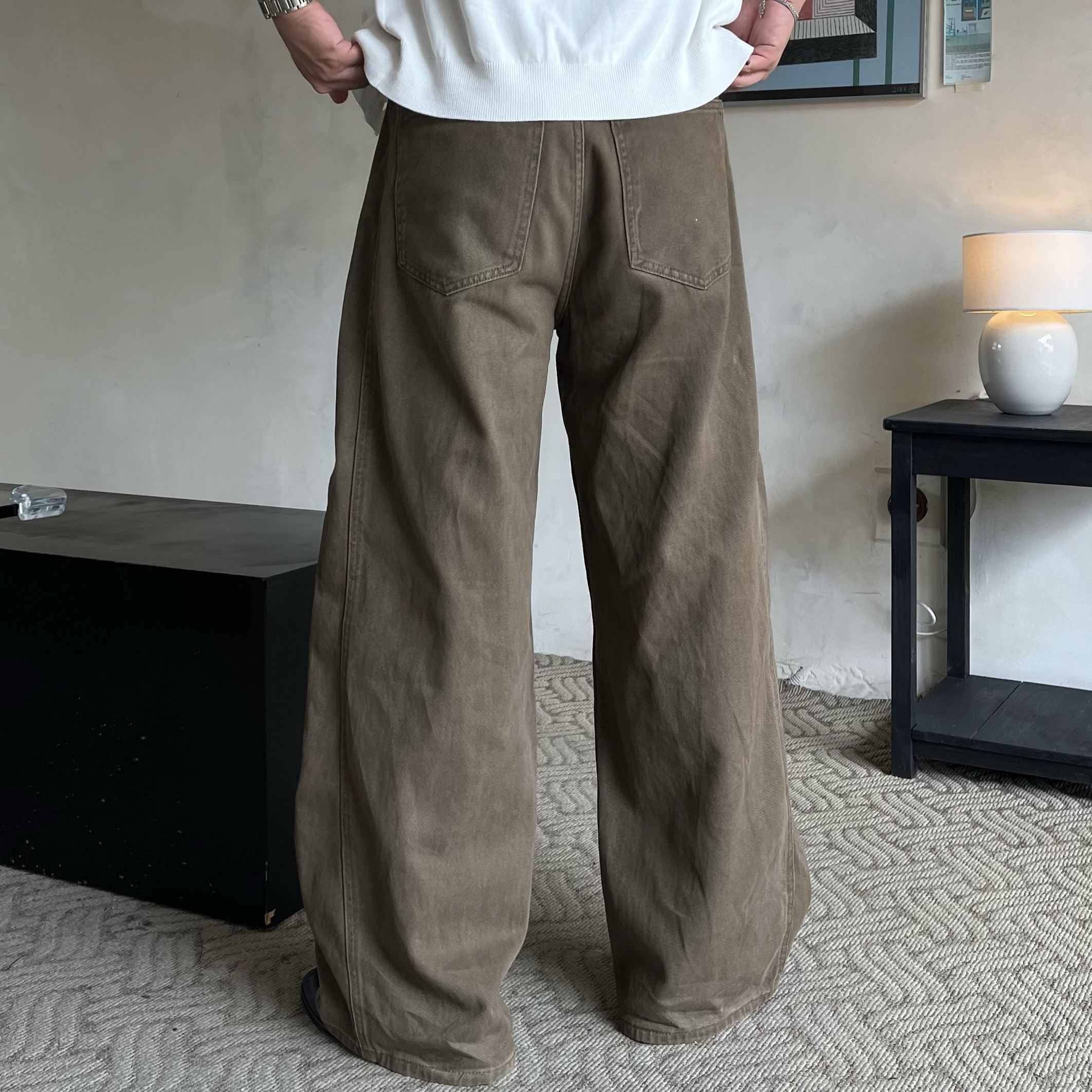 디덴 사이드 절개 브라운 코튼 팬츠 (1color)