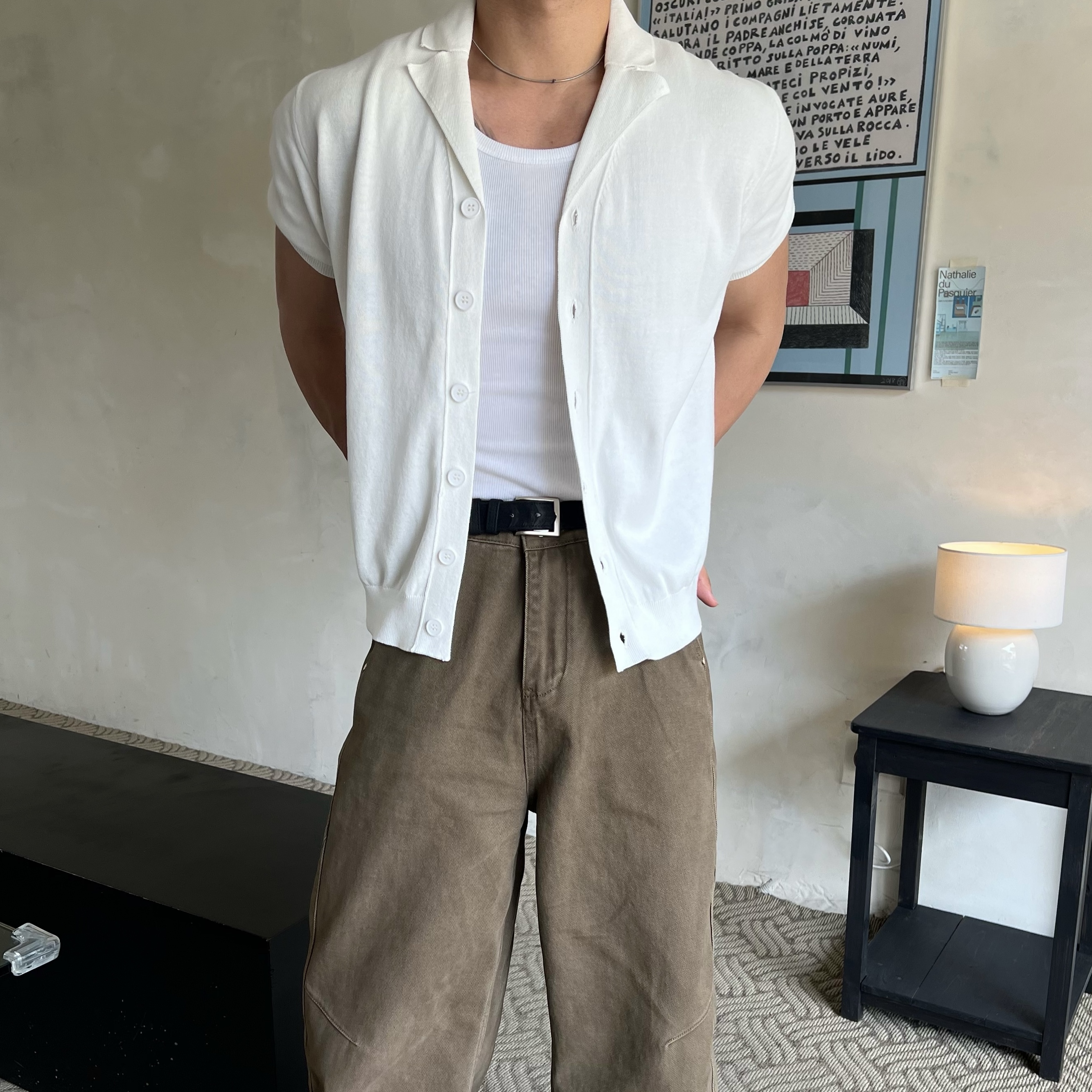 디덴 사이드 절개 브라운 코튼 팬츠 (1color)