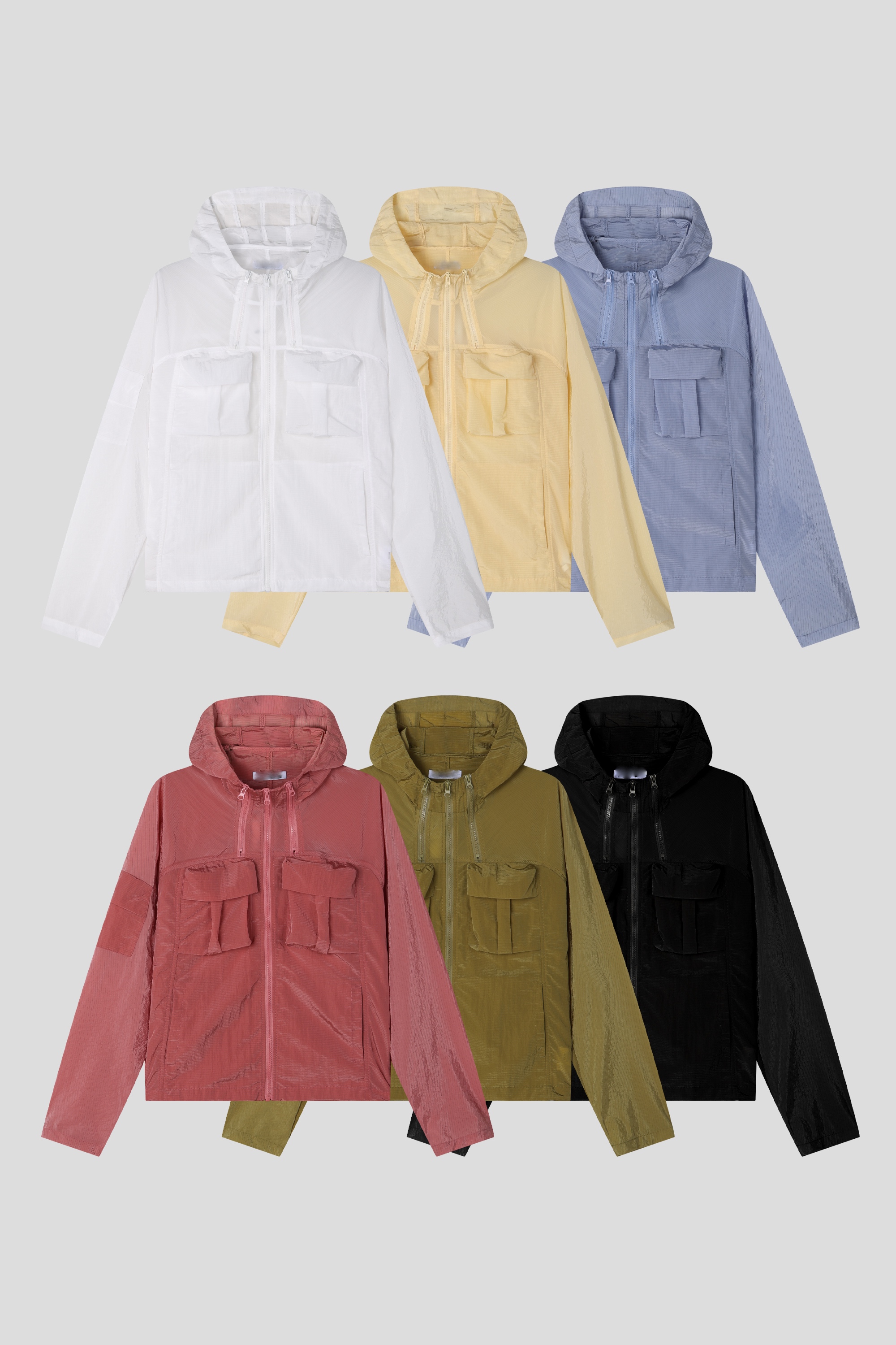 아렌 썸머 투포켓 나일론 크롭 후드 바람막이 6color