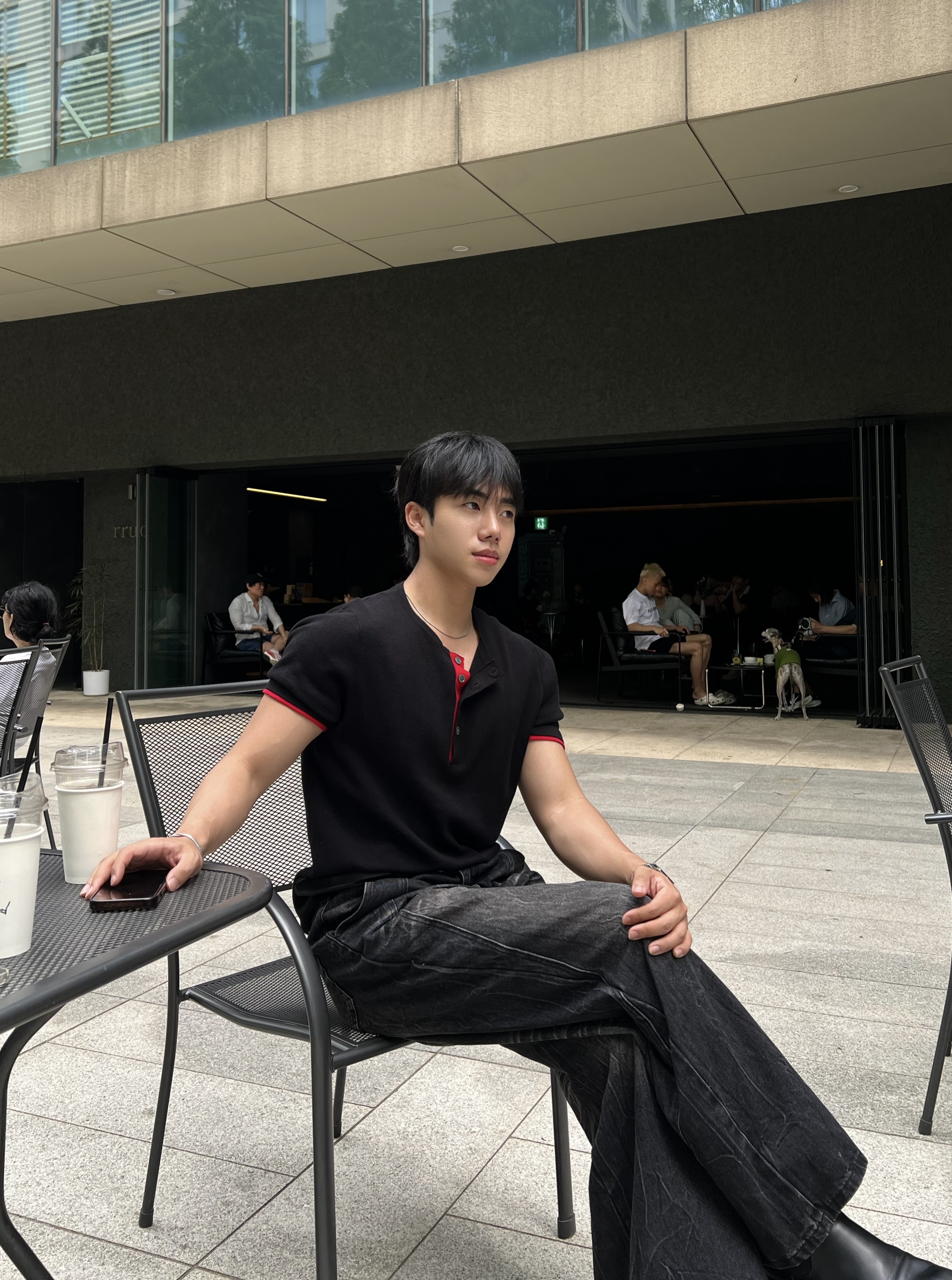 인덴 시그니처 투톤 헨리넥 니트 반팔 (3color)