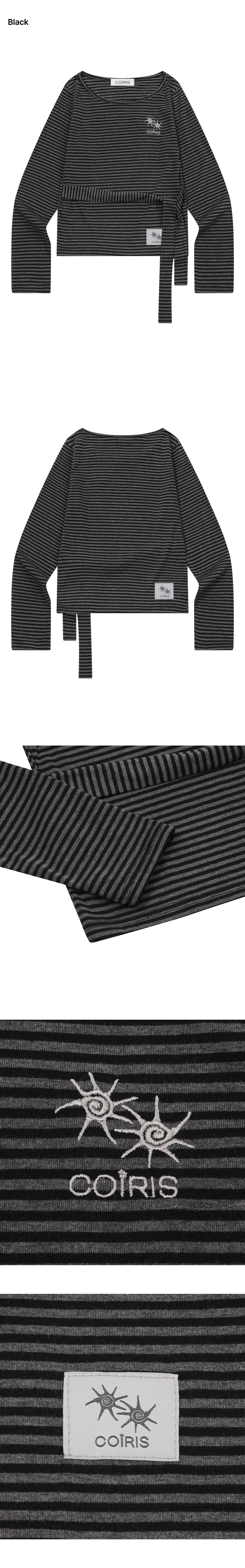 STRAP STRIPE LONG SLEEVE TEE - 2 COLORS BLACK