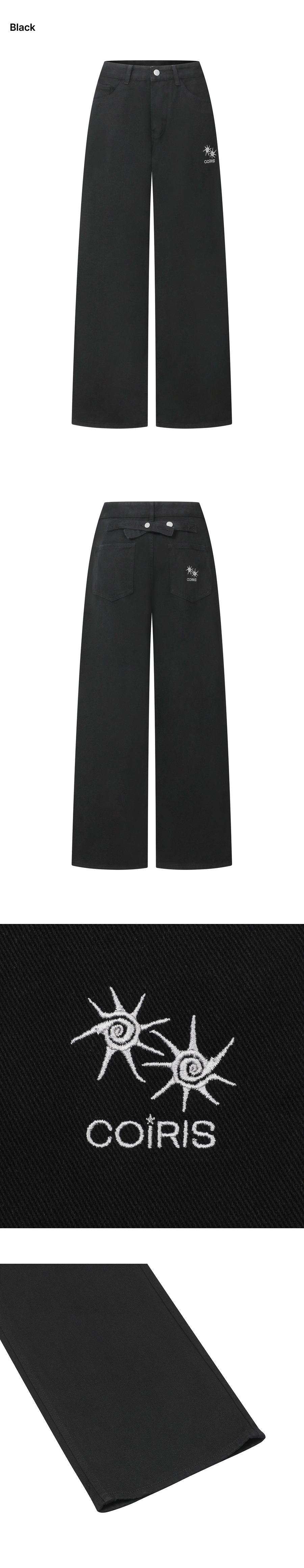 BACK STRAP WIDE PANTS - 2 COLORS BLUE