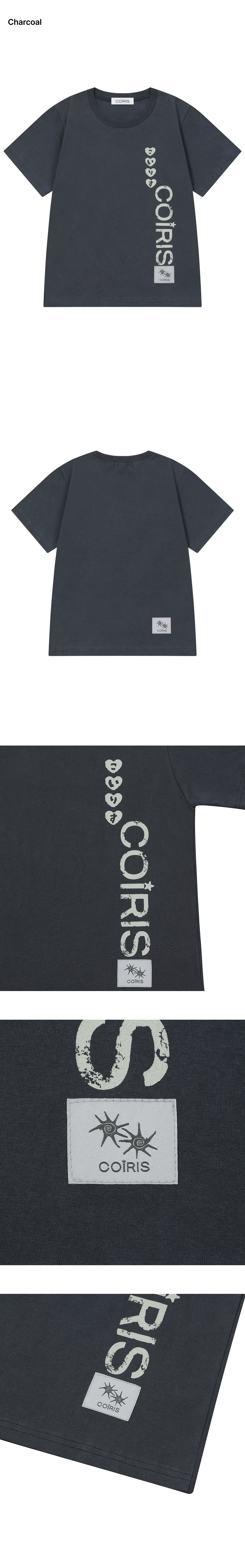 SIDE LETTERING SHORT SLEEVE TEE CHARCOAL