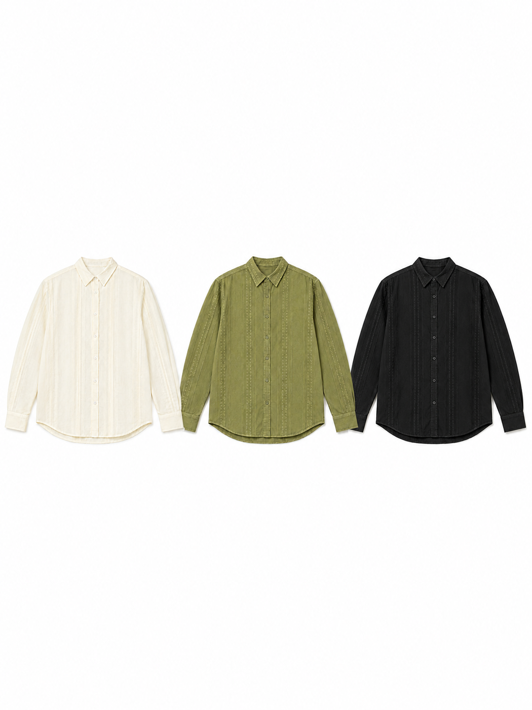 데트 스트라이프 린넨 셔츠 (3color)