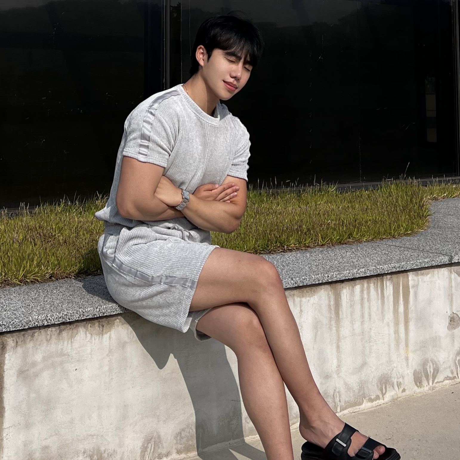 렉터 벨로아 스카치 테이핑 반팔 반바지 세트 (2color)