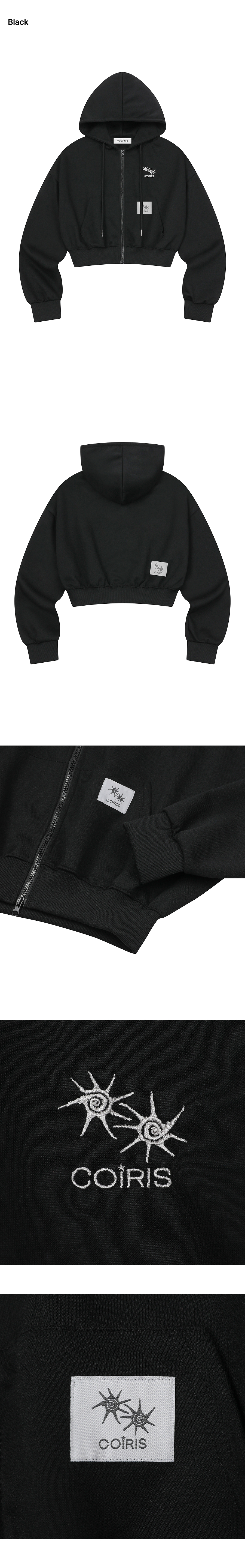 CROP HOODIE - 2 COLORS BLACK