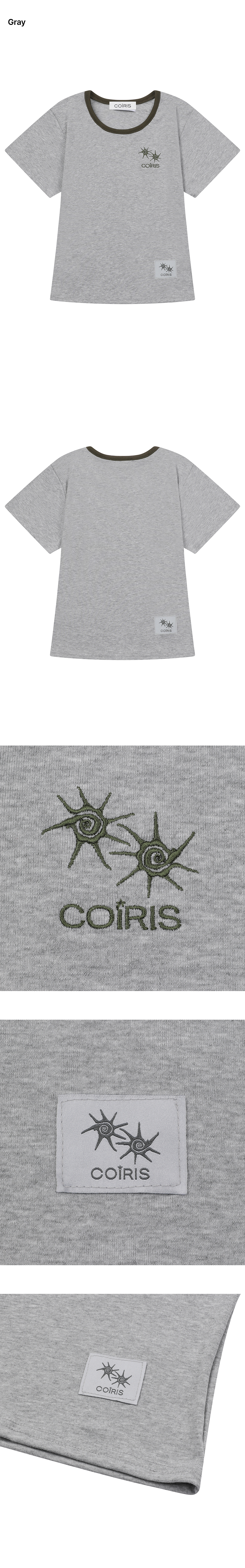 LORA SMALL LOGO CONTRAST U-NECK SHORT SLEEVE TEE - 9 COLORS BLACK
