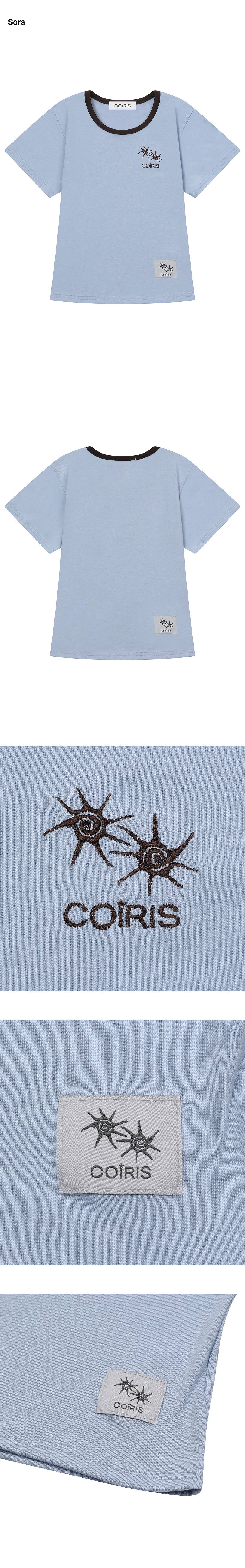 LORA SMALL LOGO CONTRAST U-NECK SHORT SLEEVE TEE - 9 COLORS BLACK